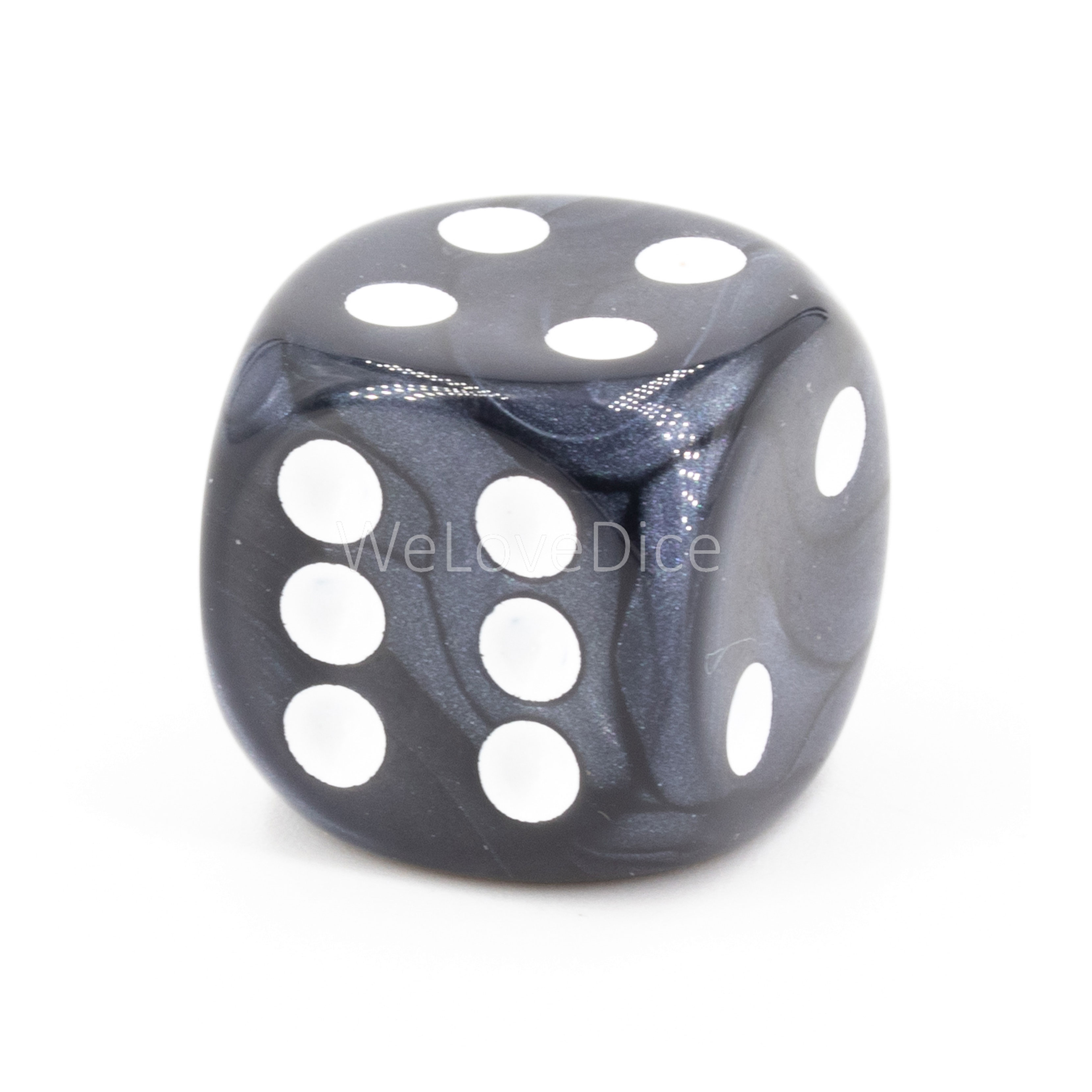 8mm  D6 Dice in grey / white Silk