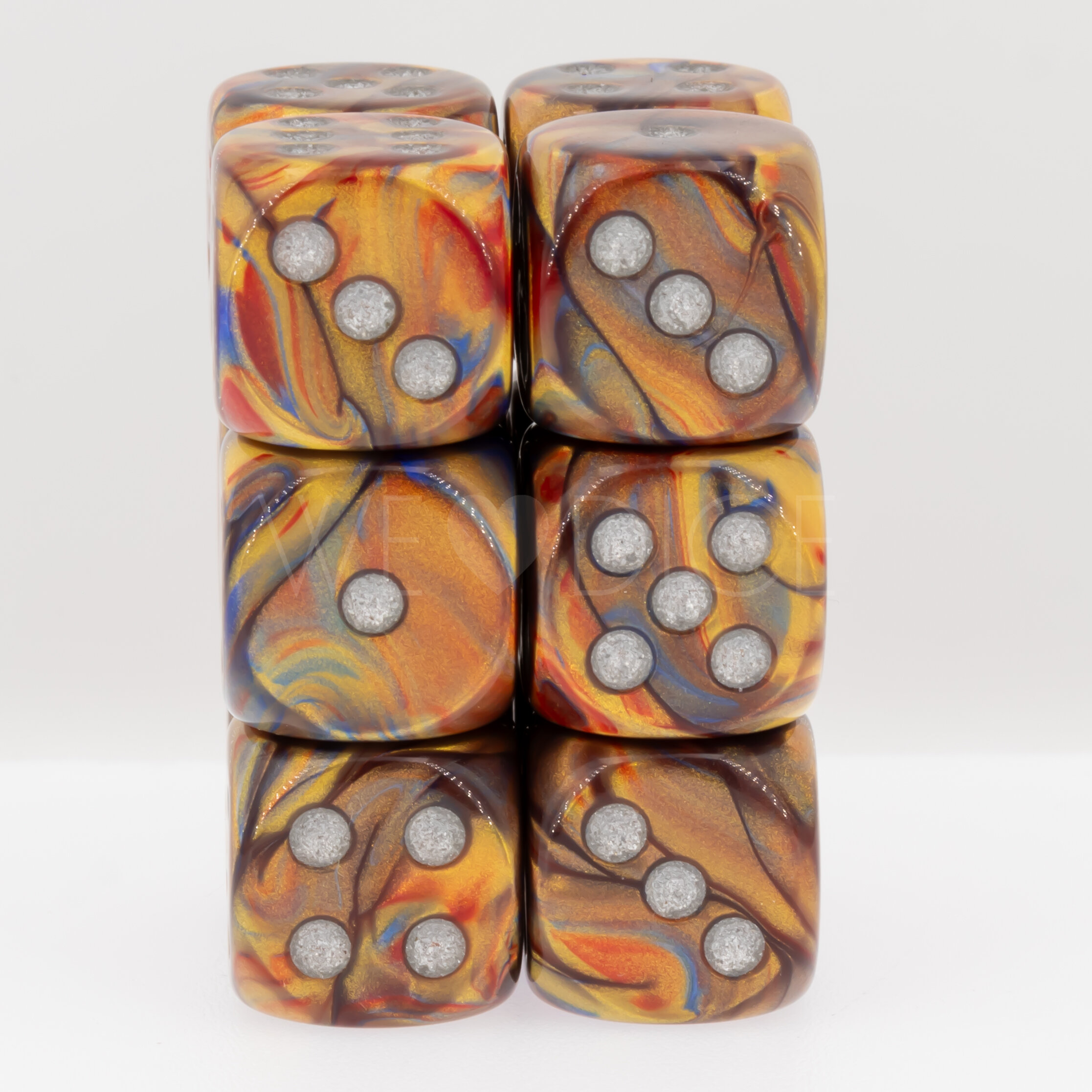 Lustrous  Gold / silber 16mm W6 Würfel Set (12 Würfel)