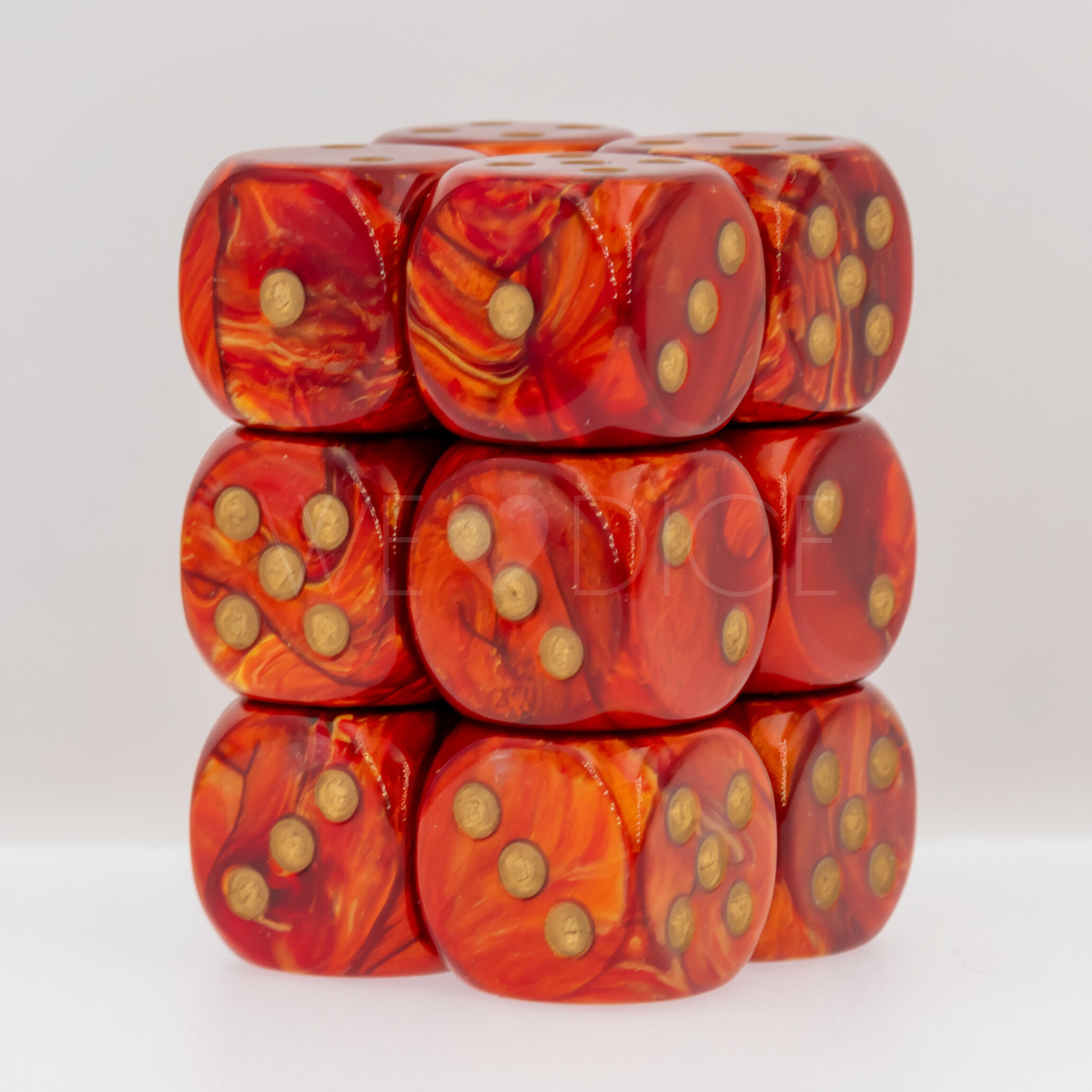Scarab® Scarlet / Gold 16mm W6 Würfel Set (12 Würfel)