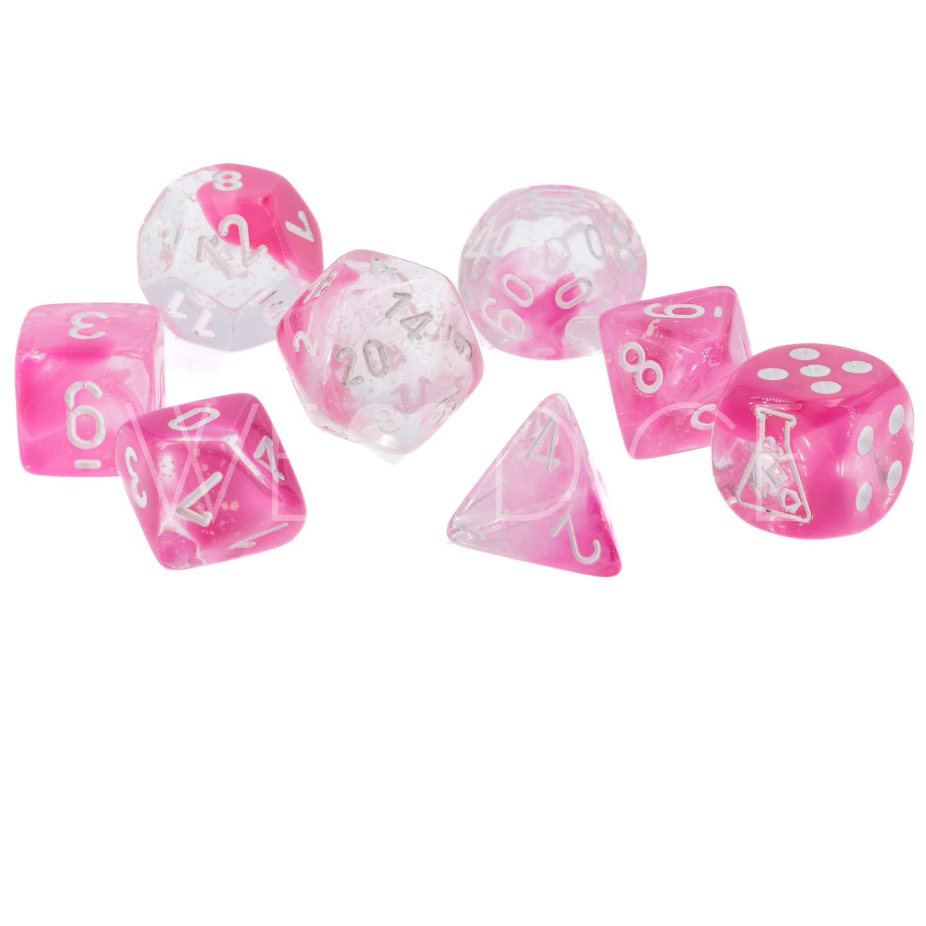 LabDice Gemini®, Luminary™ Clear-Pink/white  Set 8 Stück