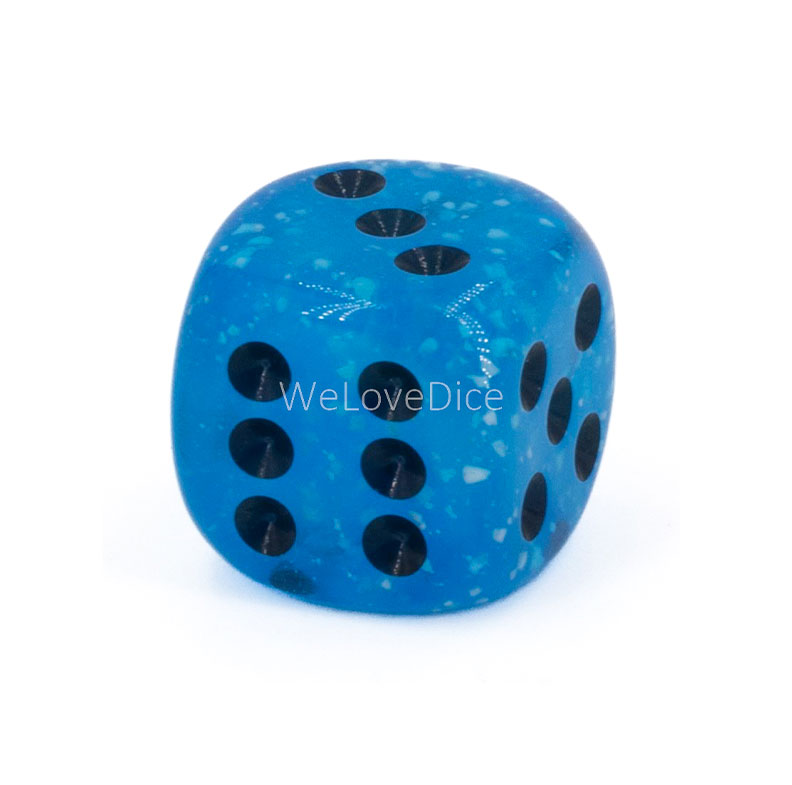 16mm  D6 Dice in cerulean blue white / black
