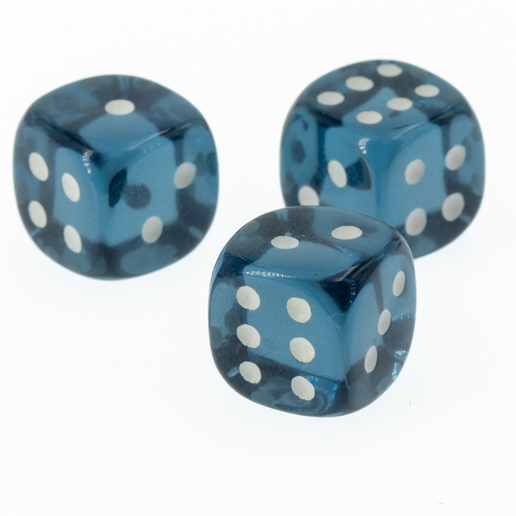 5mm W6 Würfel in petrol transparent / weiß