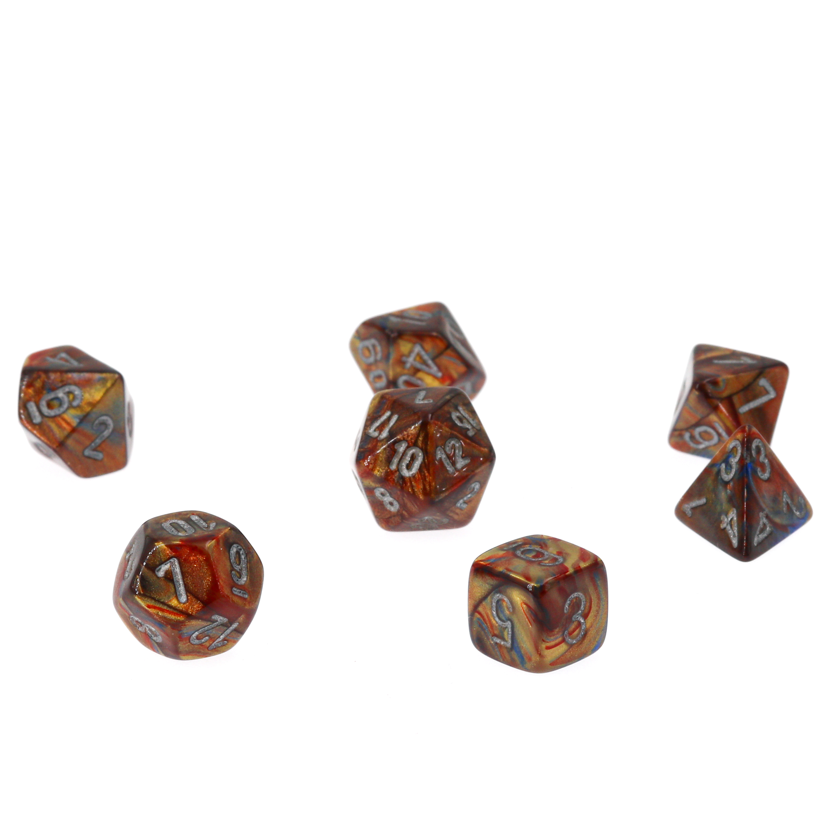 Lustrous  Mini-hedral Polyhedral Gold / silver 7-DieSet