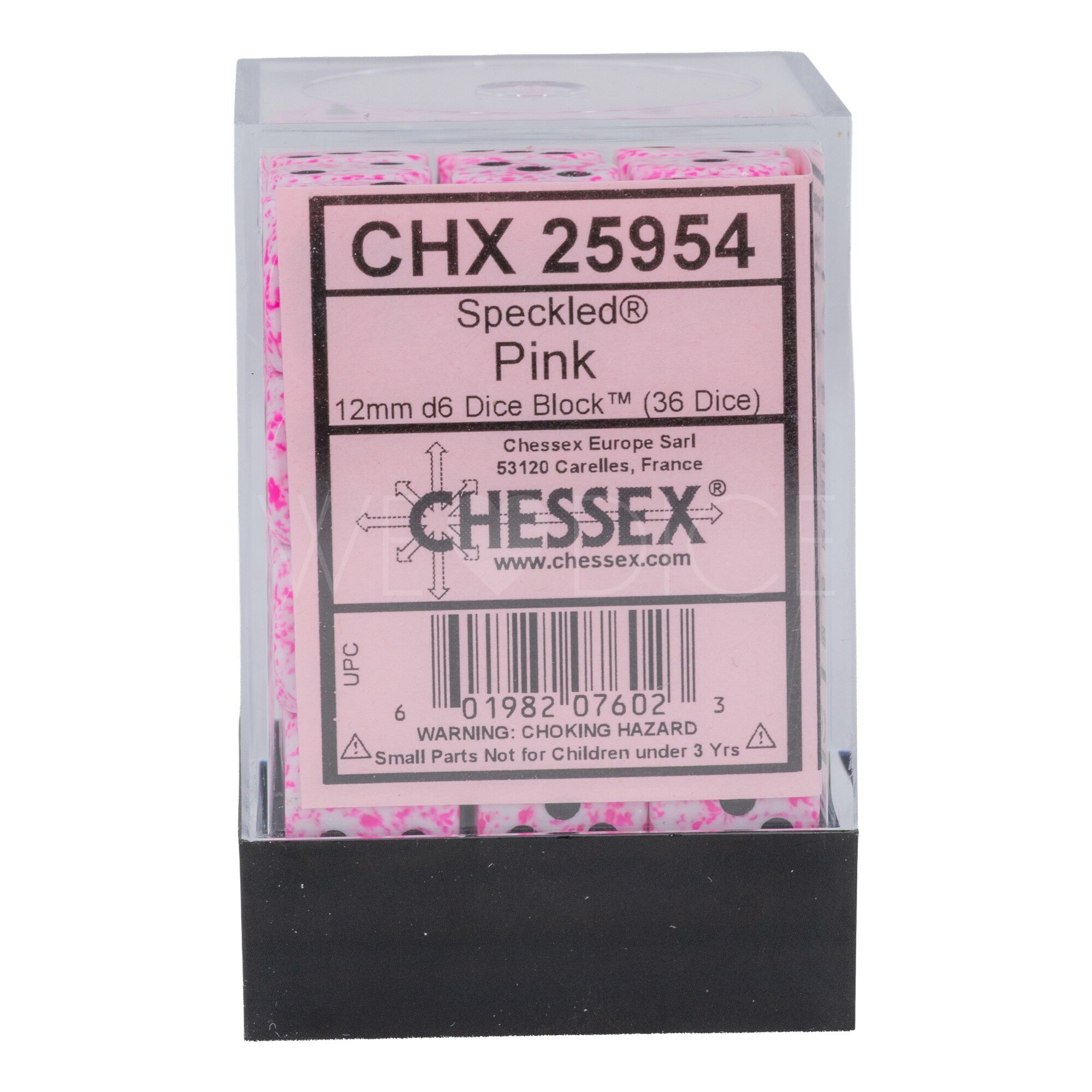 Speckled® Pink / black 12mm W6 Würfel Set (36 Würfel)