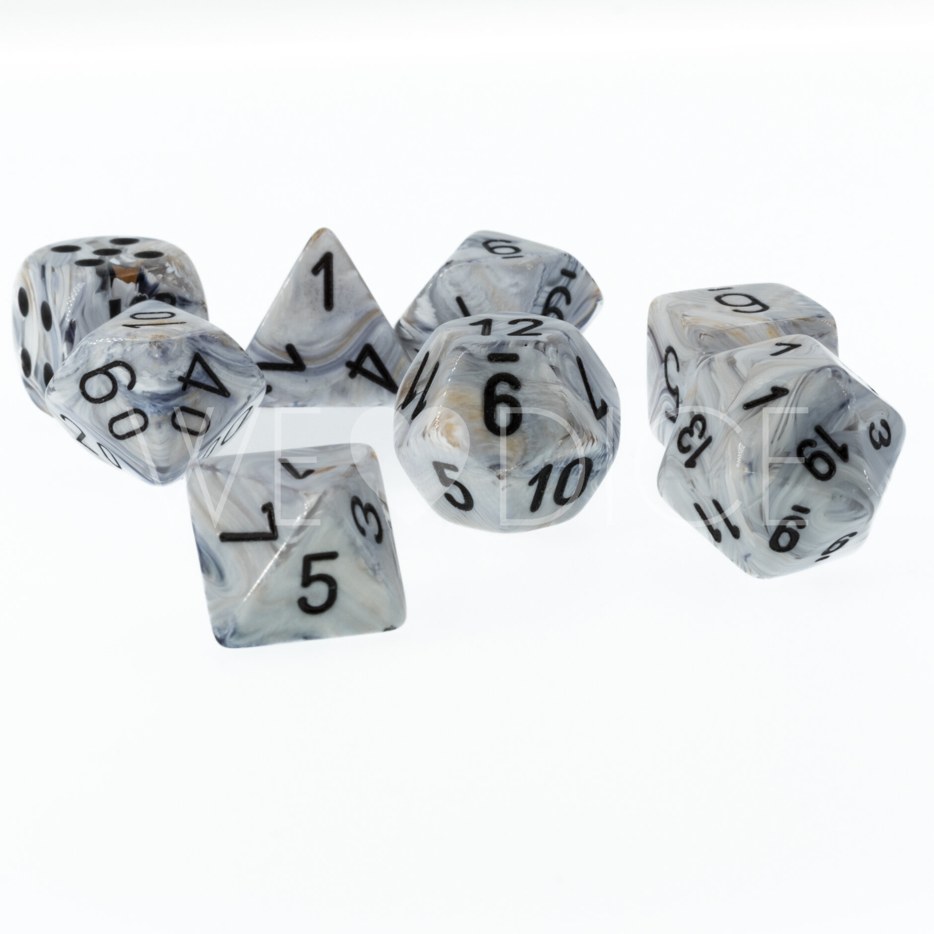 LabDice Marble  Calcite/black  Set 8 Stück