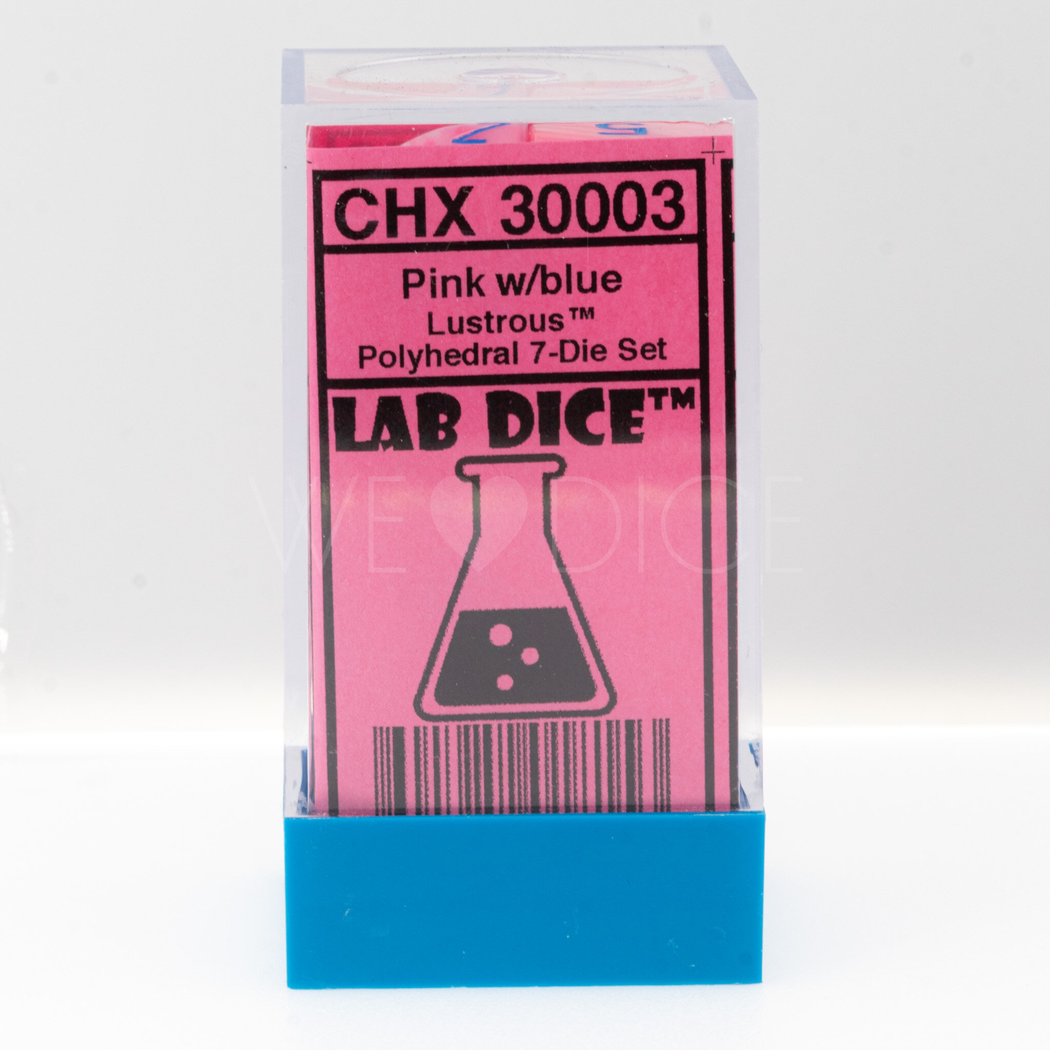 LabDice Lustrous  Lustrous Pink w/blue  Set 7 Stück