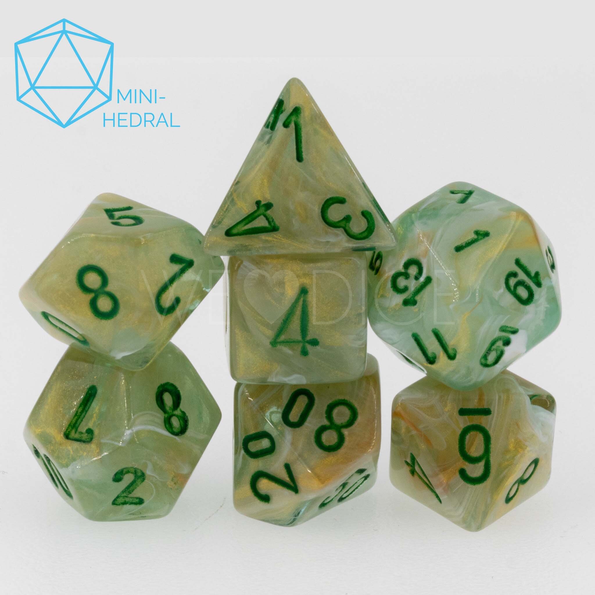 Mini-hedral Marble  Polyhedral Grün / Dunkelgrün 7-Würfel Set