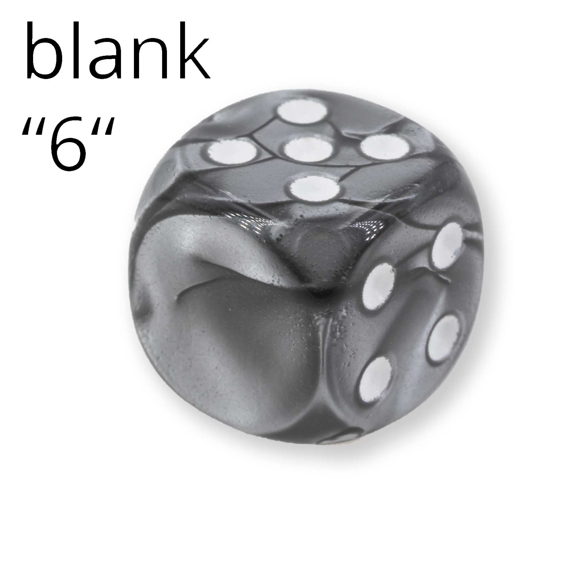 16mm Würfel in silbergrau / weiss Seide ohne "6"