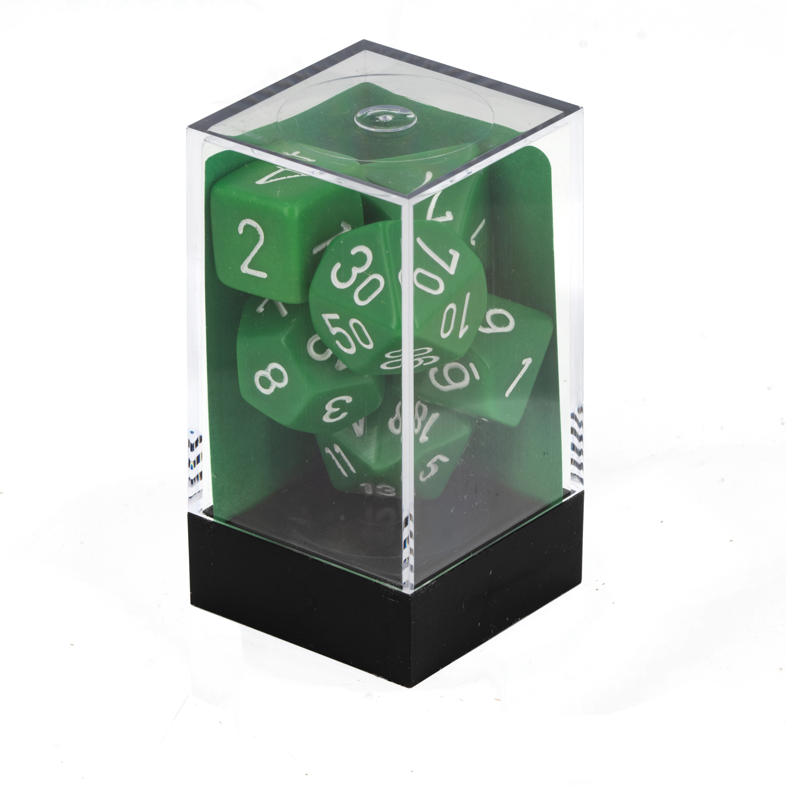 Satt Polyhedral grün / weiß 7-Würfel Set