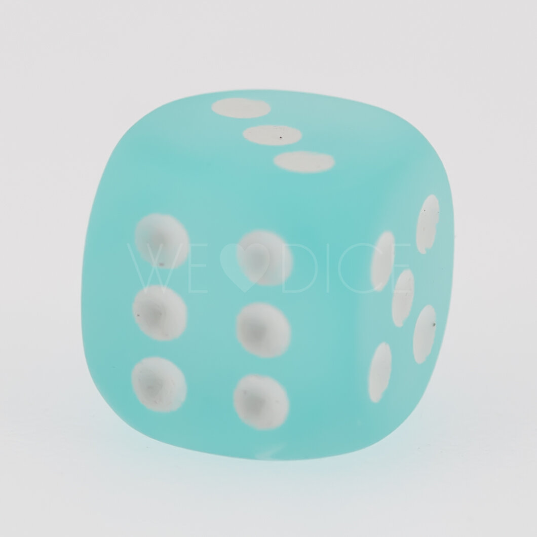 Frosted Blaugrün / Weiß 12mm W6 Würfel mit Punkten (1 Stück)