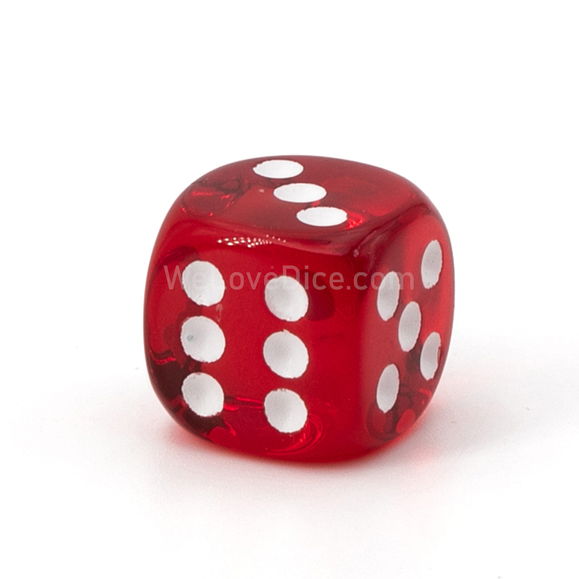 16mm W6 Würfel in rot transparent / weiß