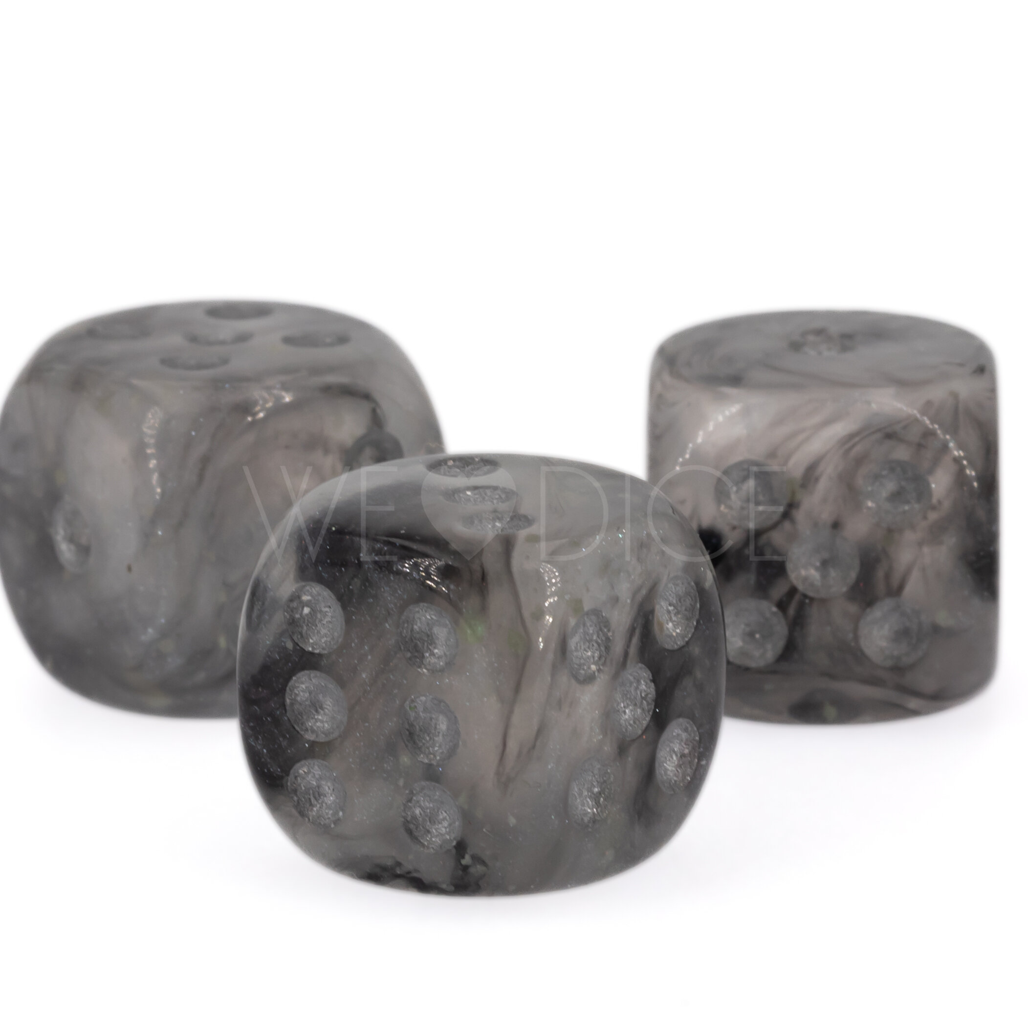 Borealis® Light smoke / silber 12mm W6 Würfel mit Punkten (1 Stück)