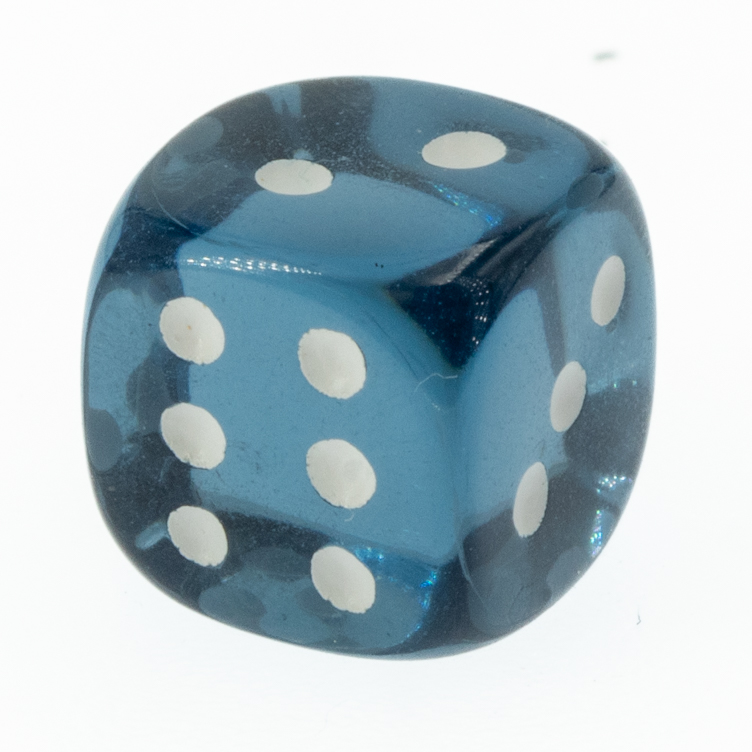 5mm W6 Würfel in petrol transparent / weiß