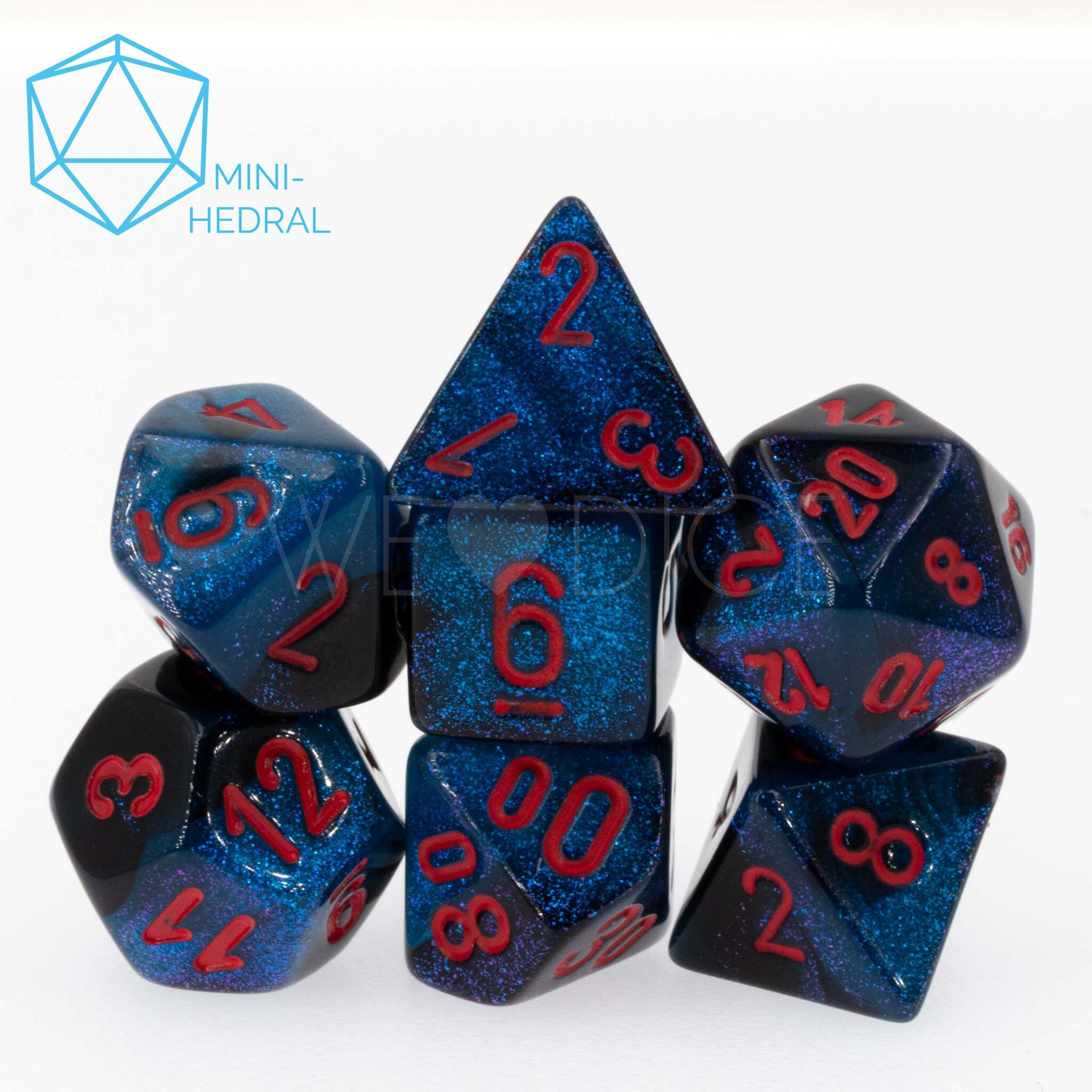 Mini-hedral Gemini® Polyhedral Schwarz-Starlight / rot 7-Würfel Set