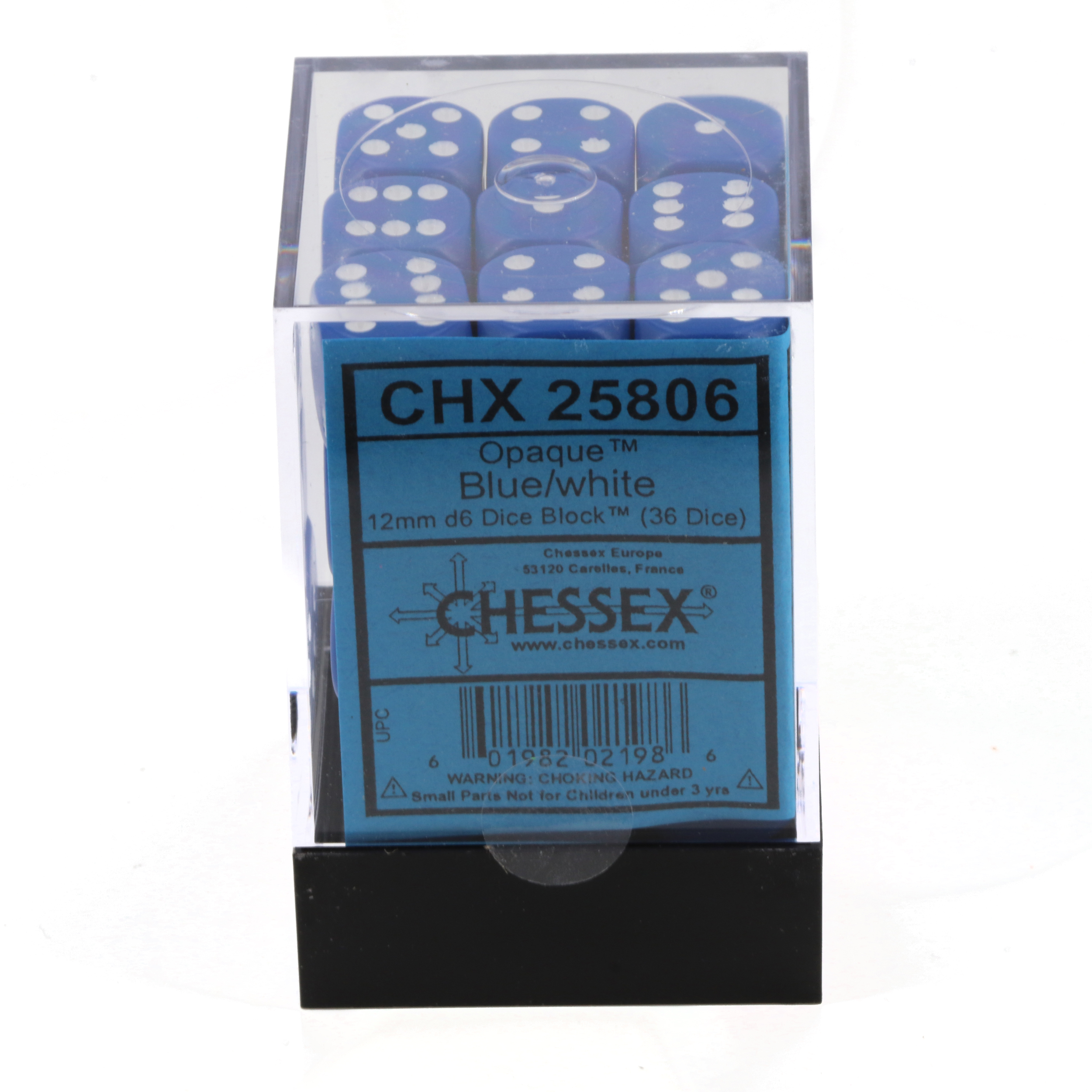 Satt blau / weiß 12mm W6 Würfel Set (36 Würfel)