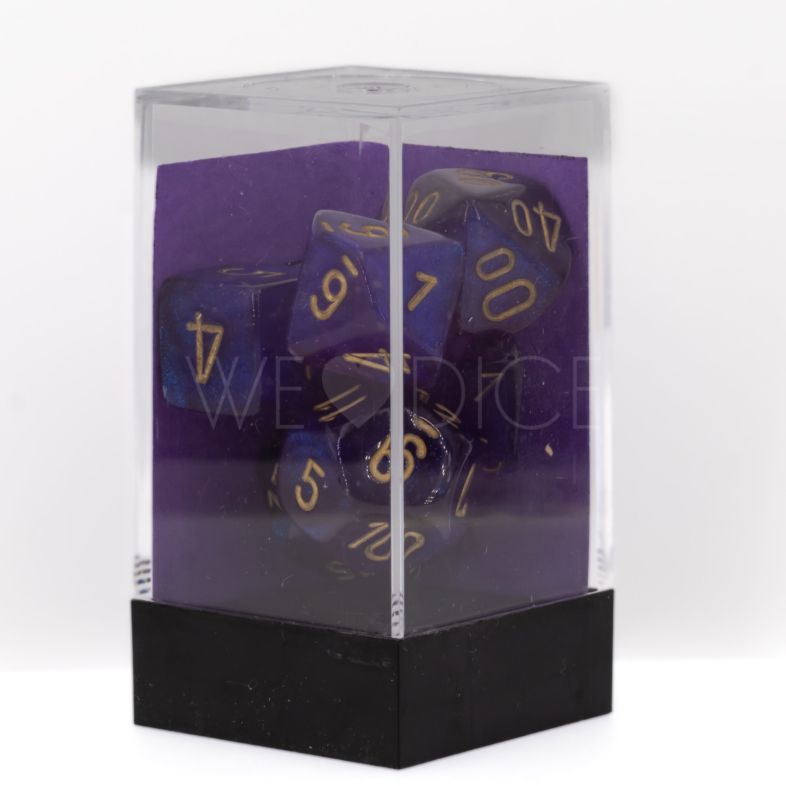 Borealis® Polyhedral Königsviolett / Gold 7-Würfel Set