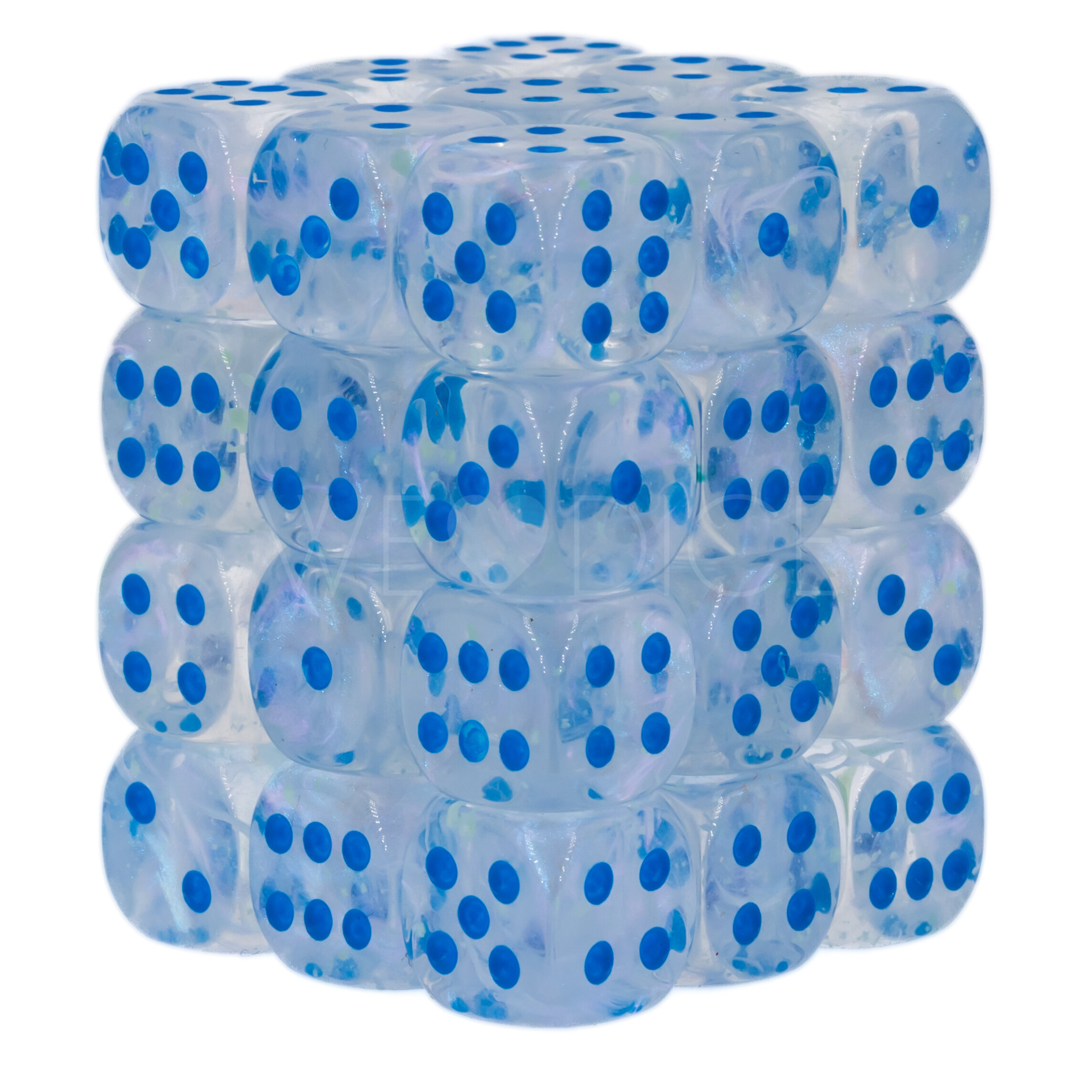 Borealis® Icicle™ / hellblau 12mm W6 Würfel Set (36 Würfel)