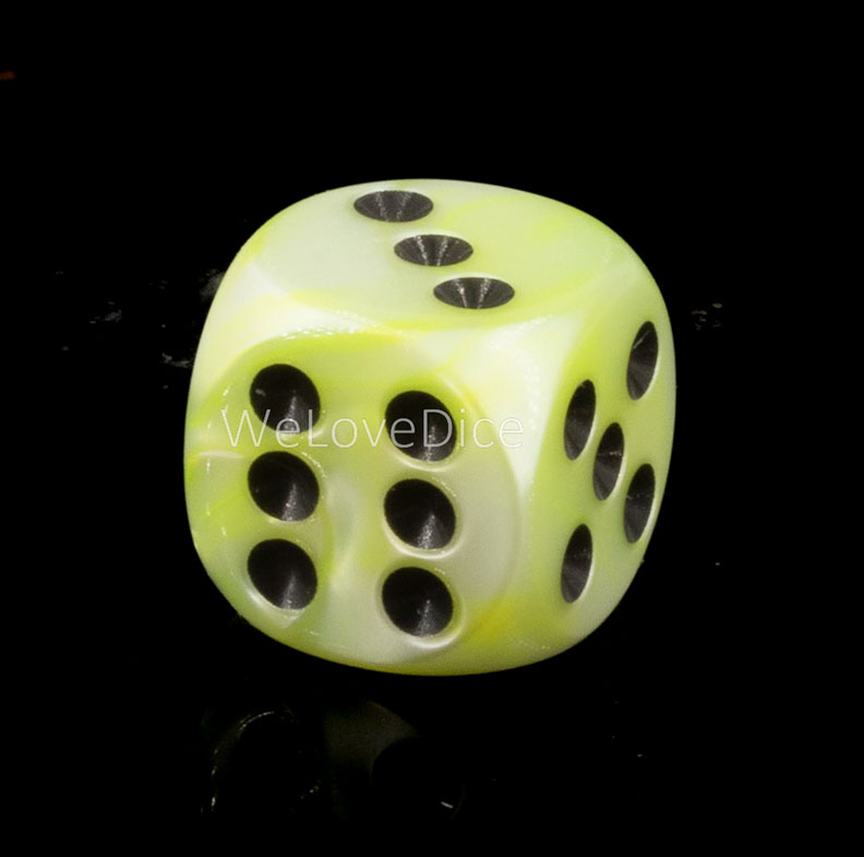 16mm  D6 Dice in neon yellow-green / black