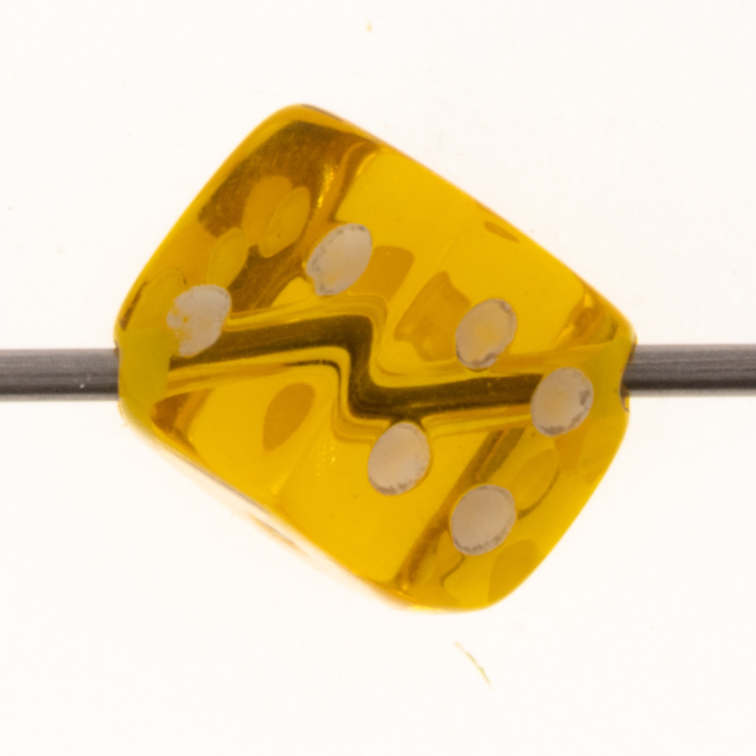 5mm Dice bead - yellow translucent / white Translucent, in