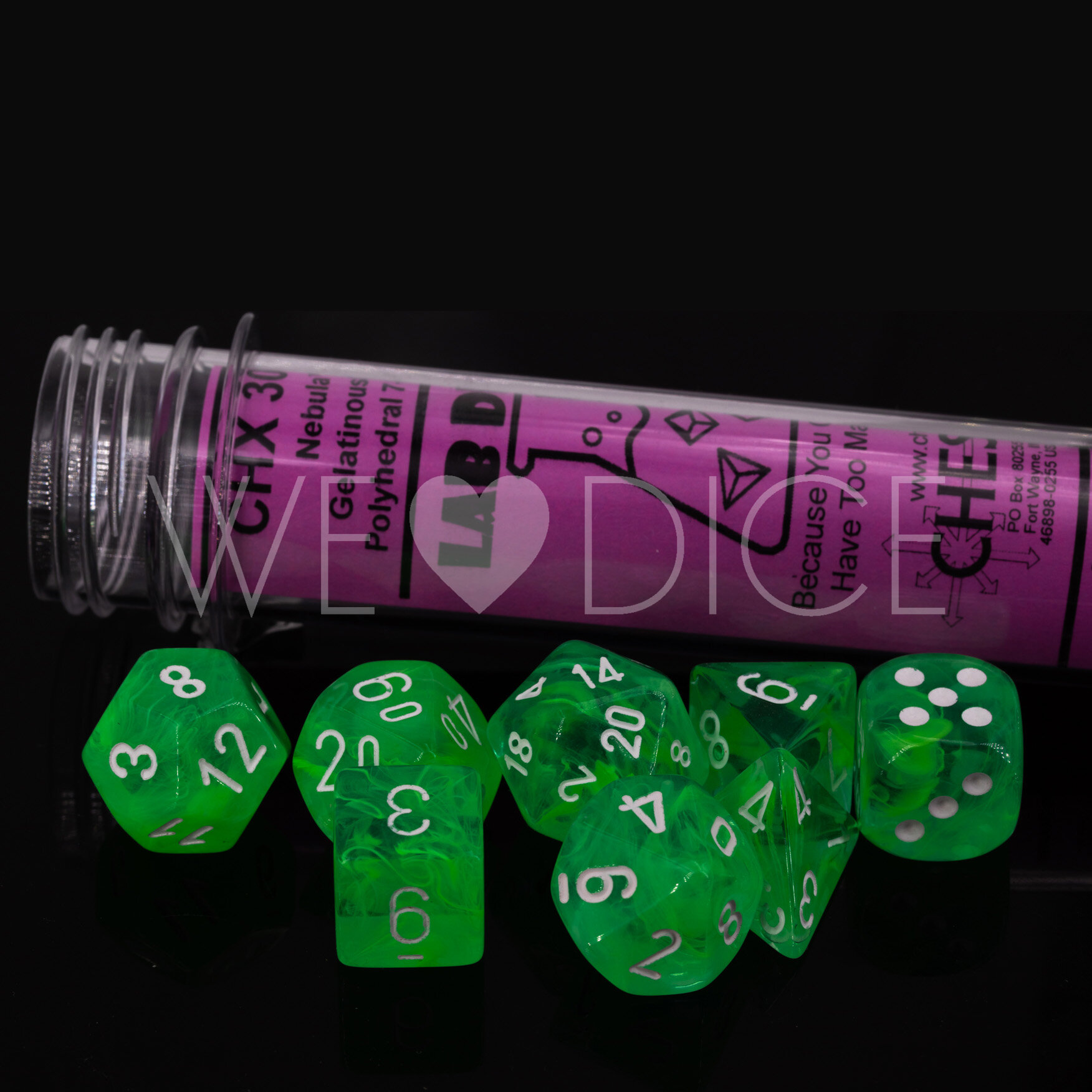 PRE ORDER LabDice Nebula® Gelatinous™ / weiss  Set 8 Stück
