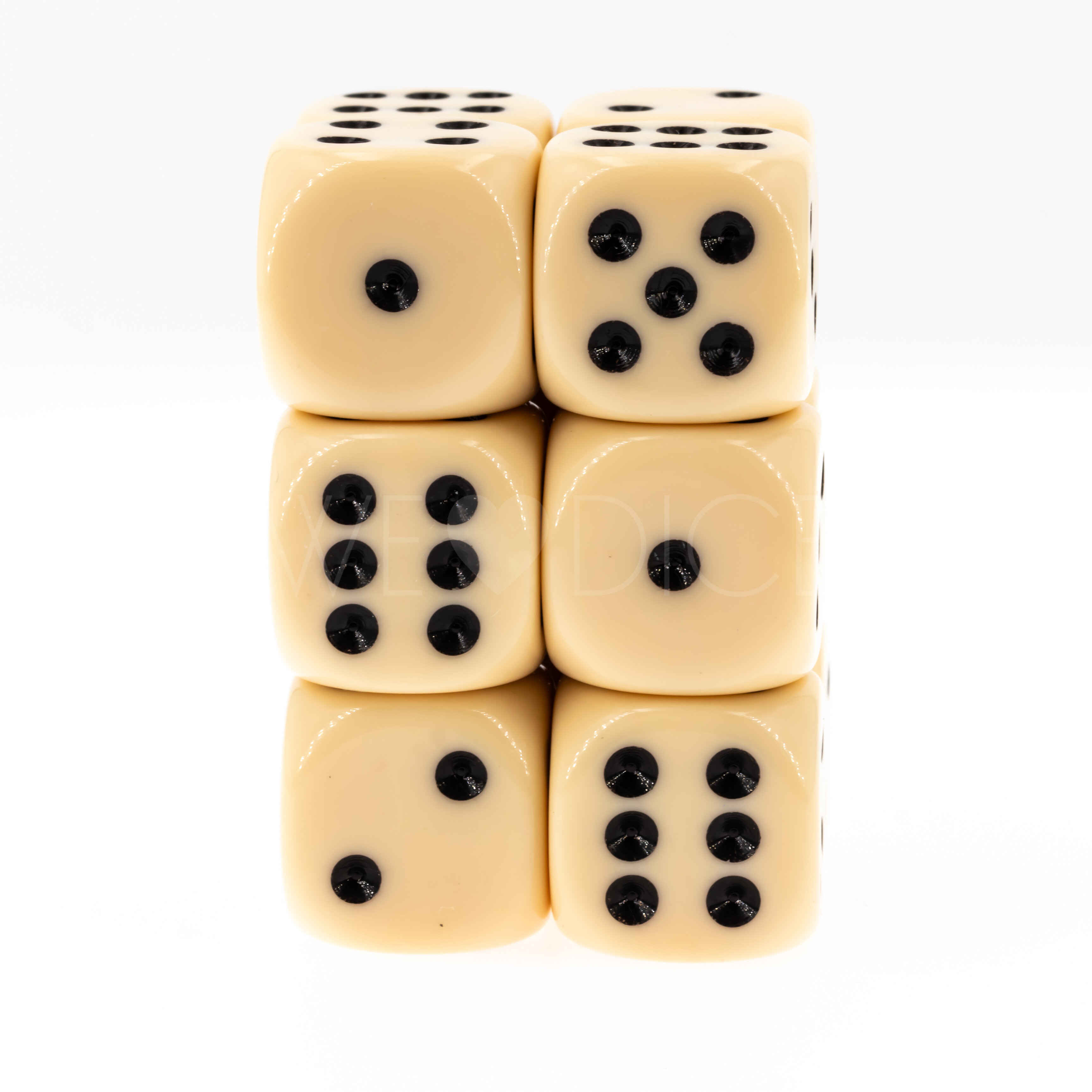 Satt elfenbein / schwarz 18mm W6 Set (12 Stück)