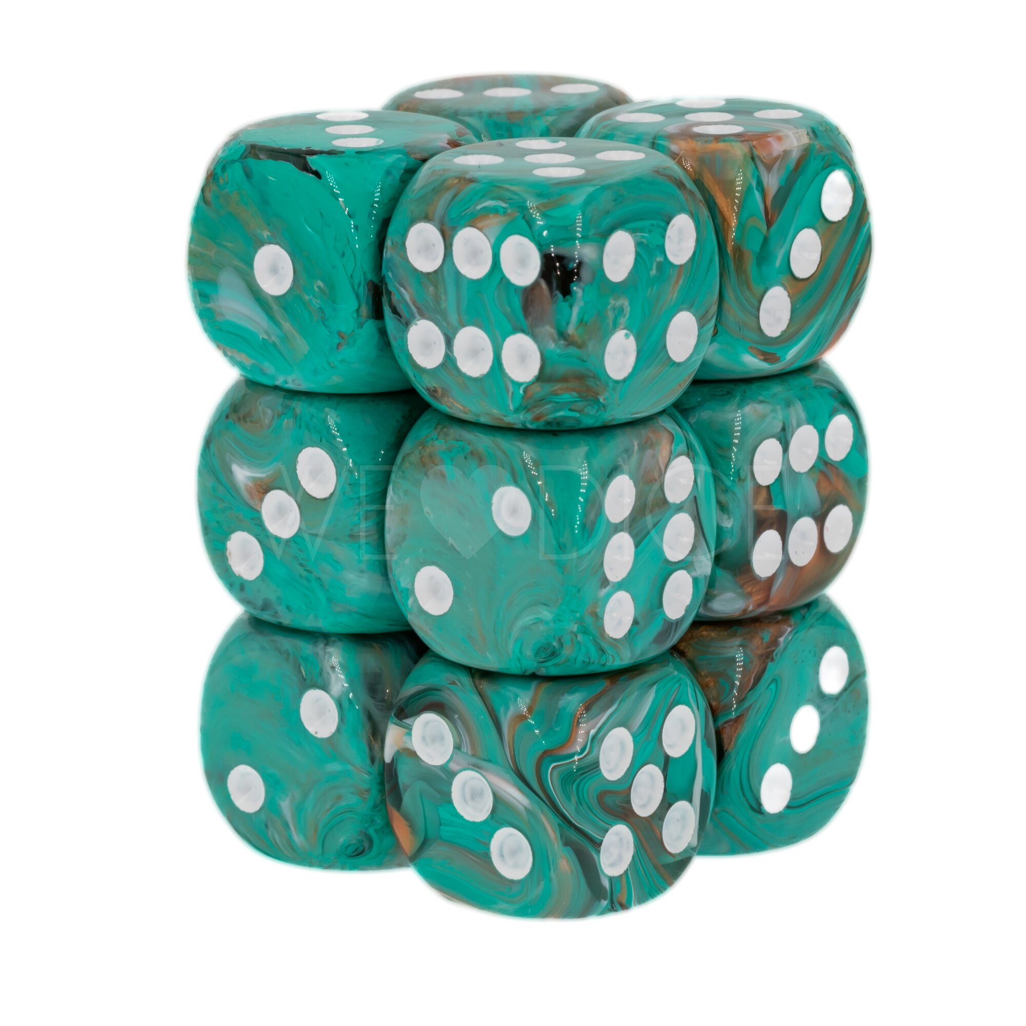 Marble  Oxi-Copper™ / weiss 16mm W6 Würfel Set (12 Würfel)