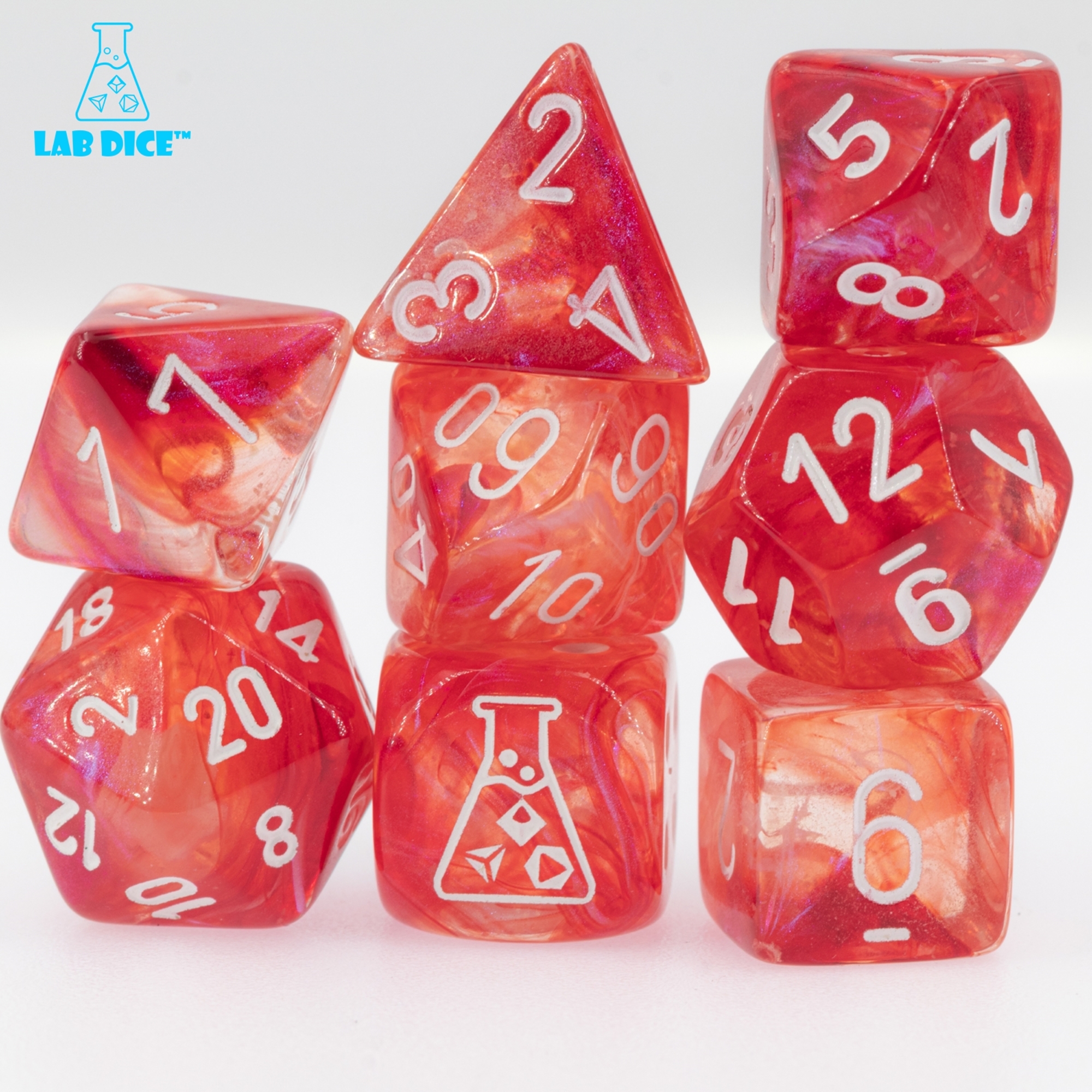 LabDice Borealis®, Luminary™ Passion™ / white  Set 8 Stück