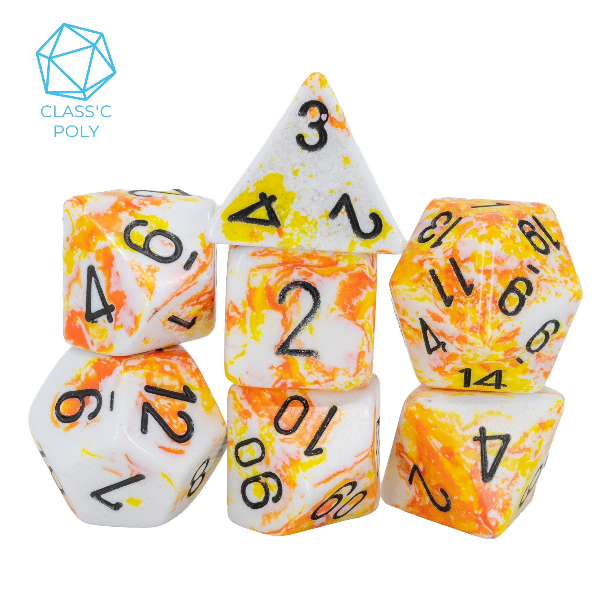Brush™ Polyhedral Sunrise™ / black 7-Würfel Set
