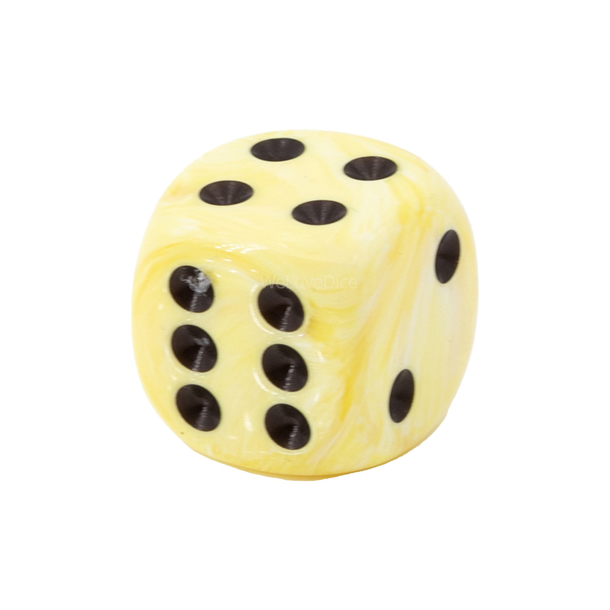 16mm W6 Würfel in ice cream gelb / schwarz