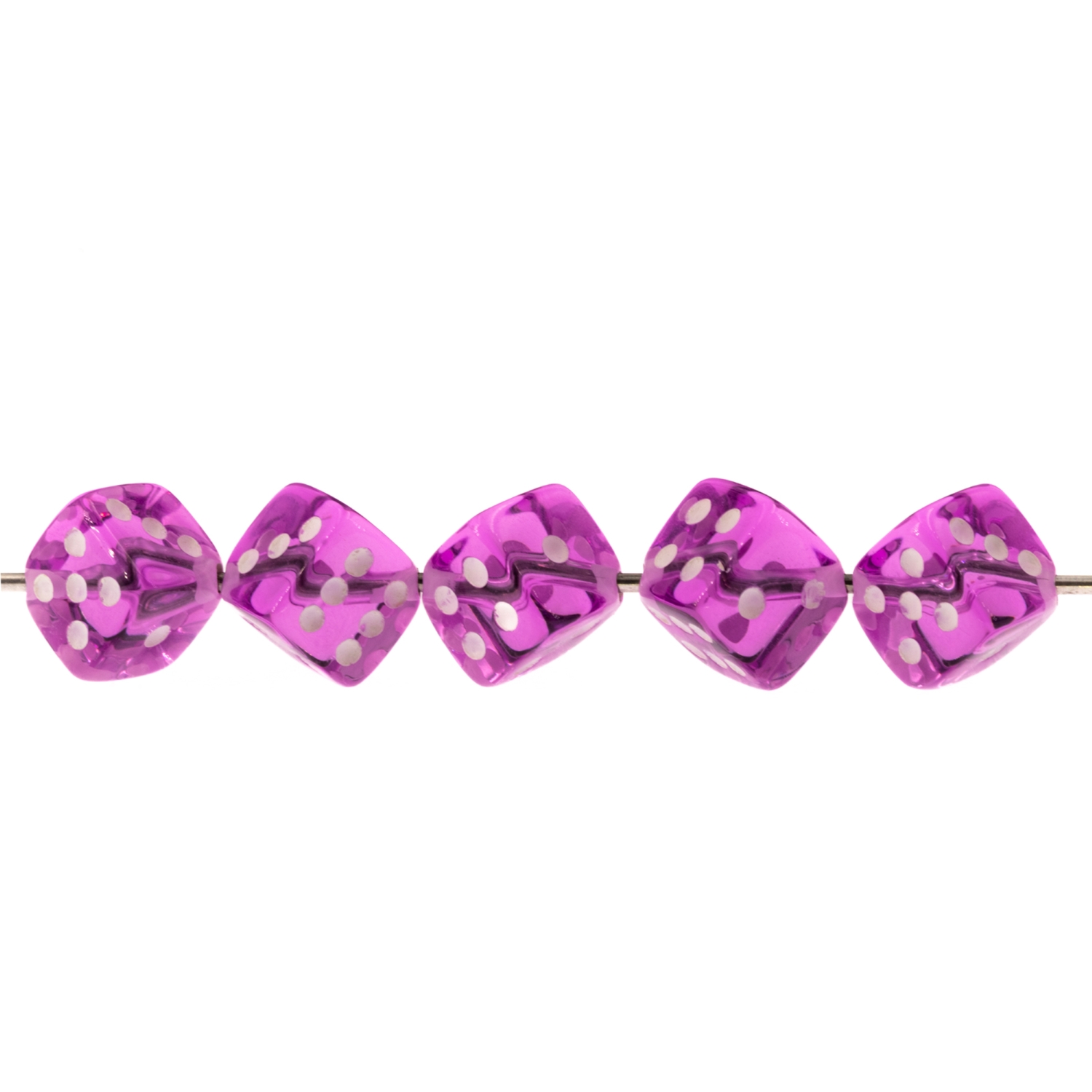  5mm Dice bead - lilac translucent / white Translucent, in