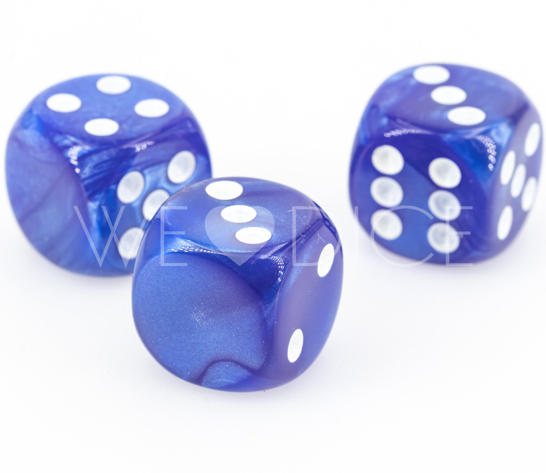 16mm Dice in blue / white Silk no "6"