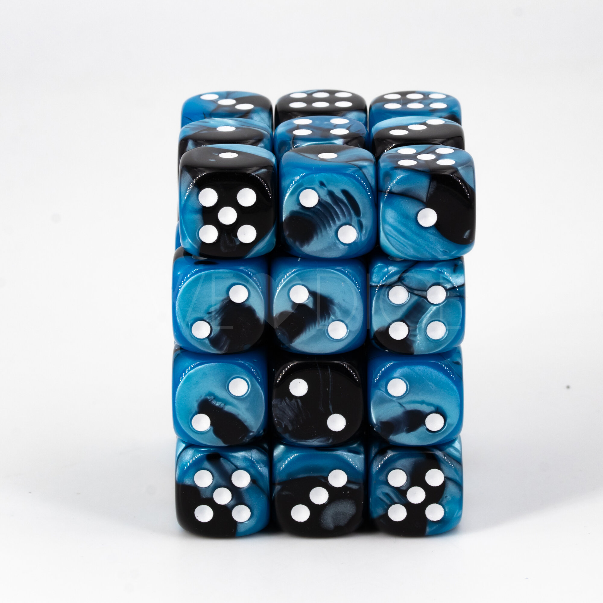 2-Ton schwarz-blau / weiss 12mm W6 Set (36 Stück)