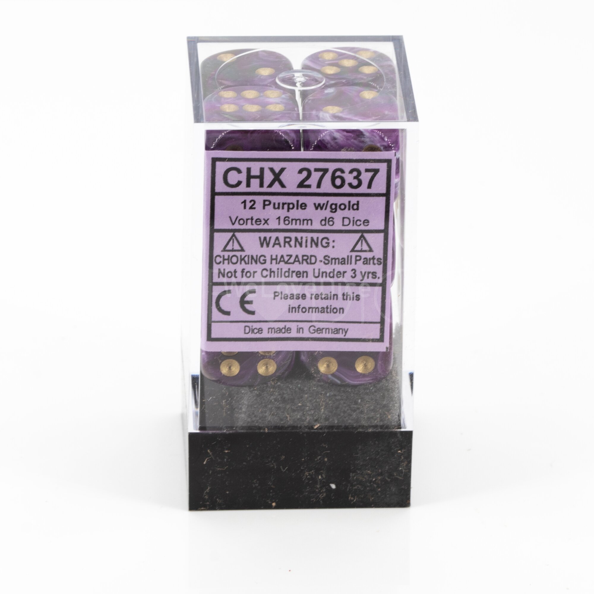 Vortex® Purple / gold  16mm D6 Dice Set (12 dice)