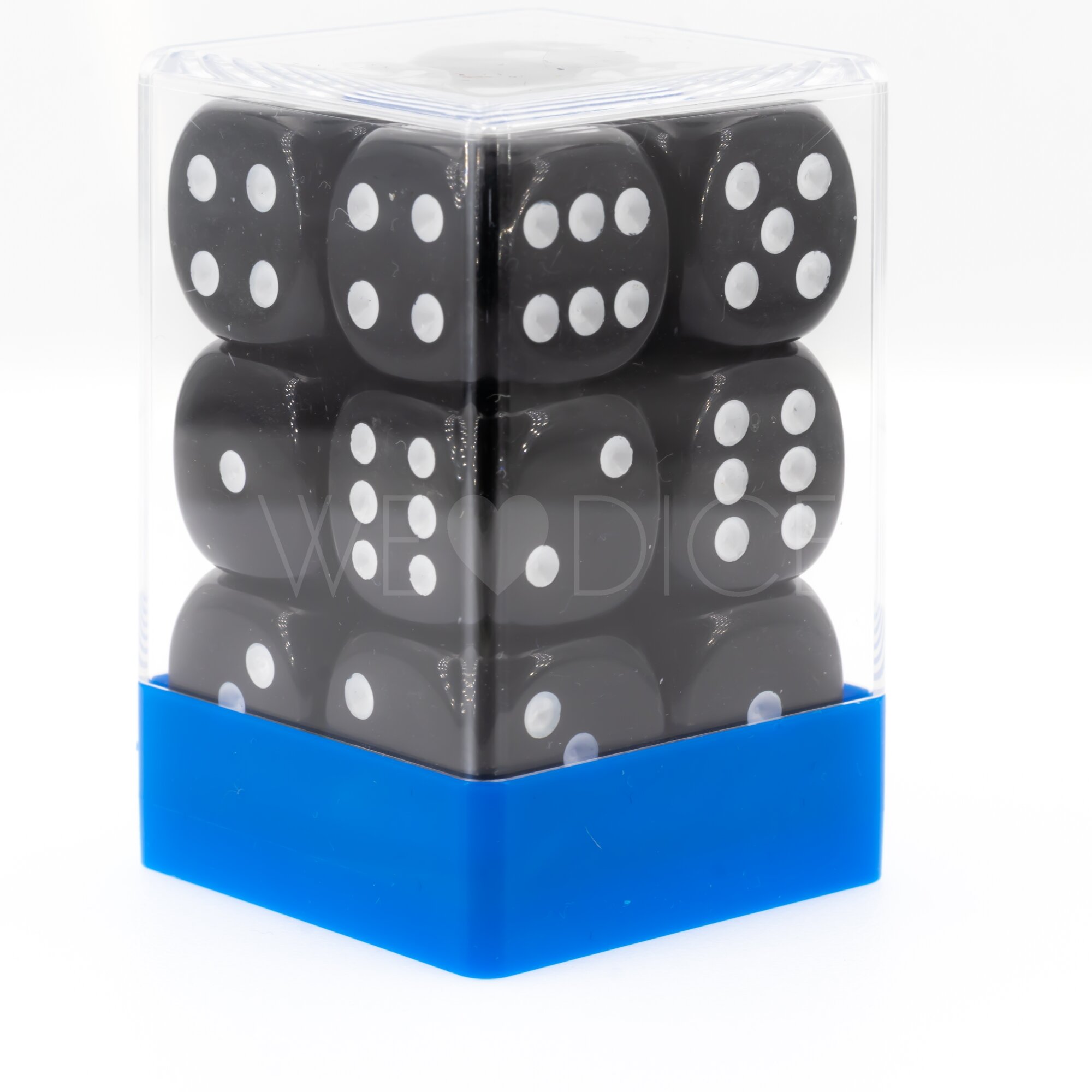 Opaque black / white 18mm D6 Dice Set  (12 Pcs)