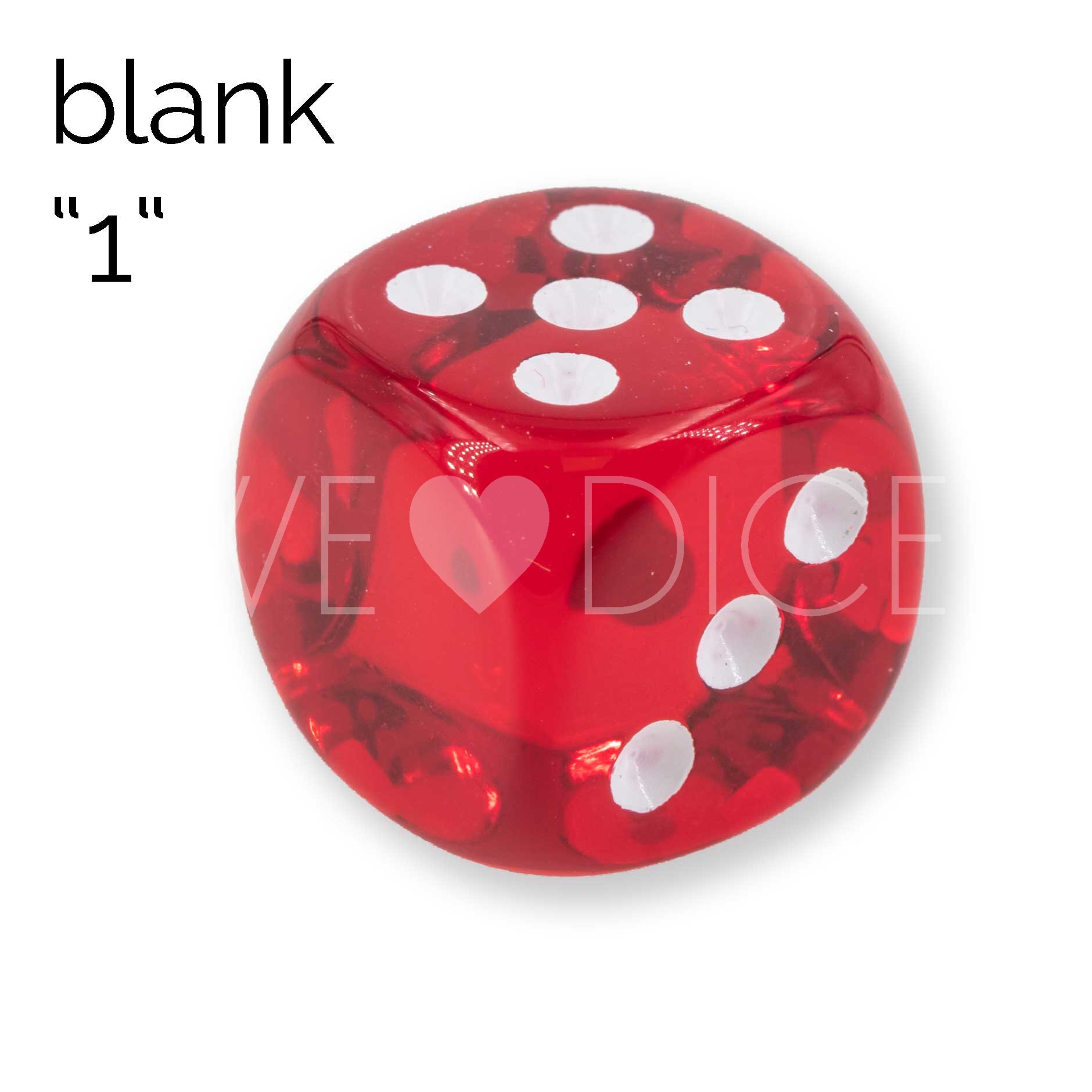 16mm Dice in red translucent / white Translucent no "6"