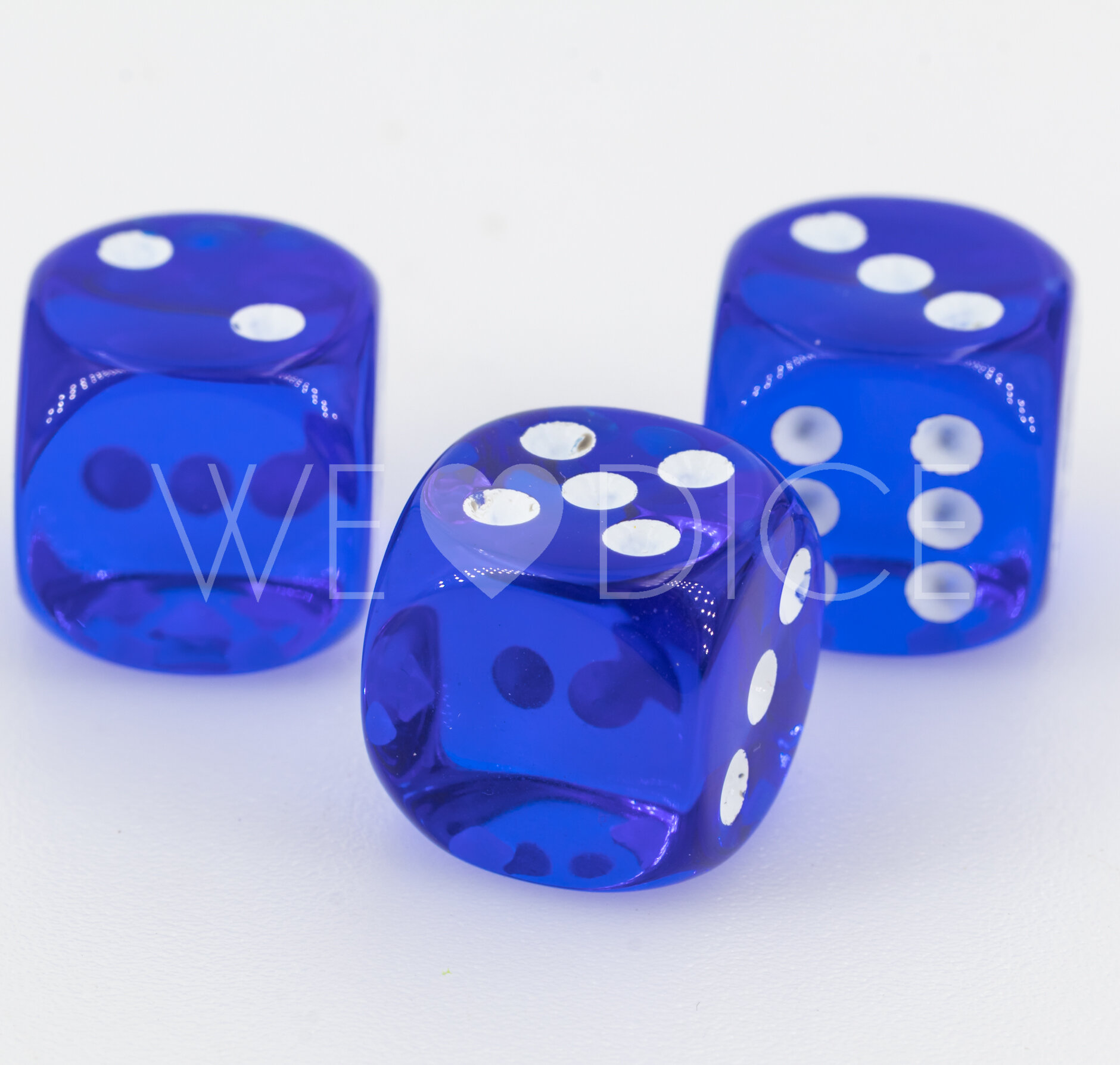 16mm Dice in dark blue / white Translucent no "6"
