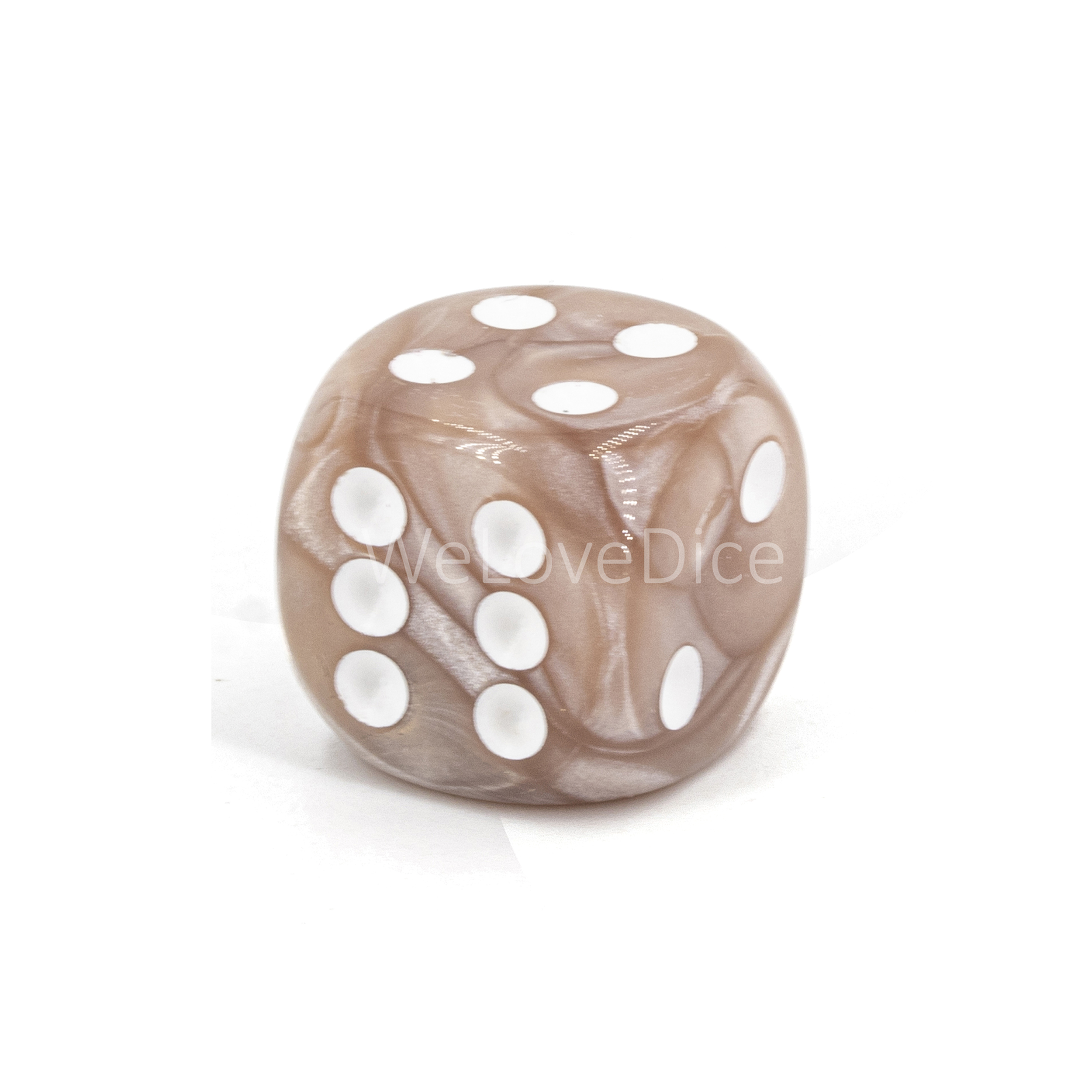14mm  D6 Dice in beige / white Silk