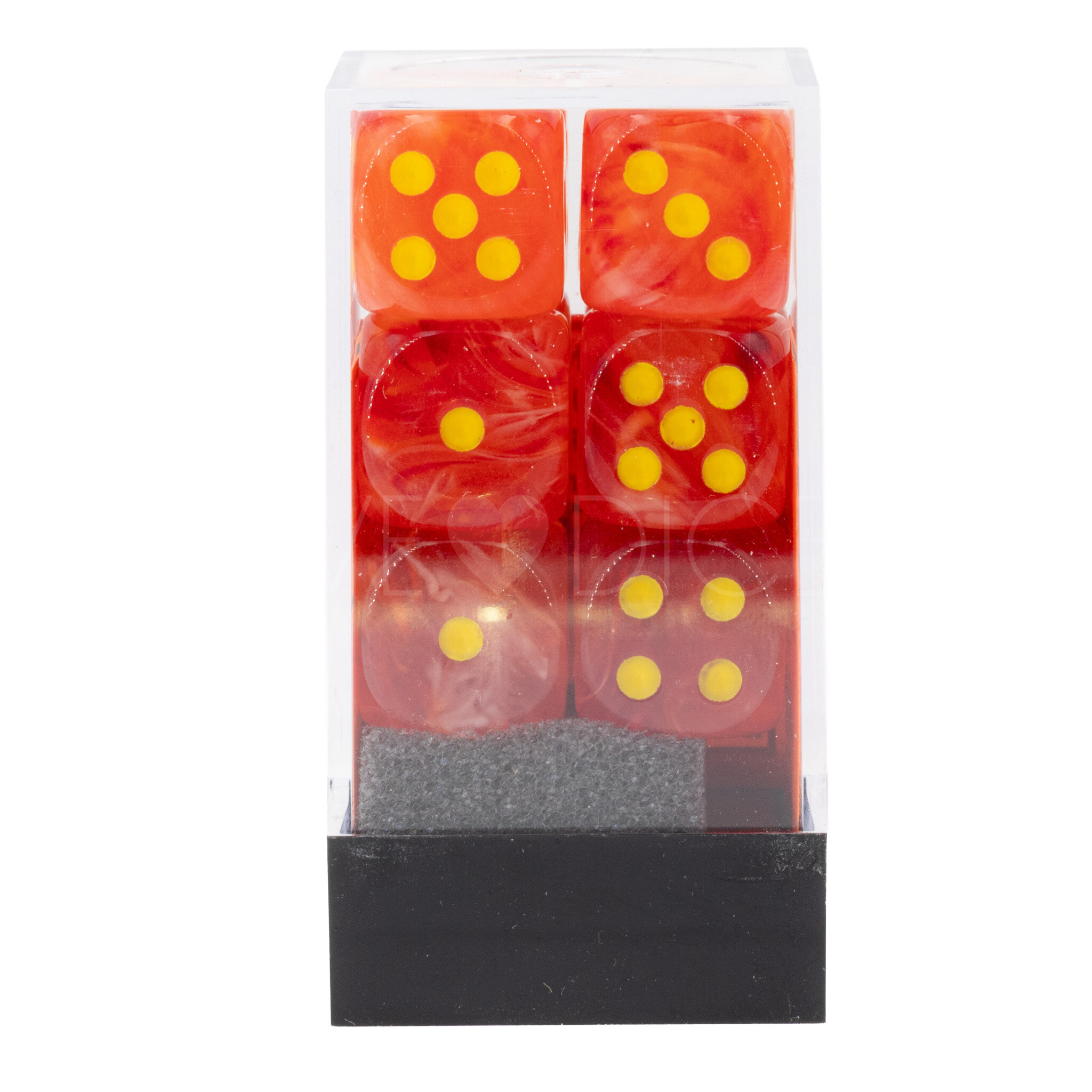 Ghostly Glow™ Orange w/yellow 16mm W6 Würfel Set (12 Würfel)