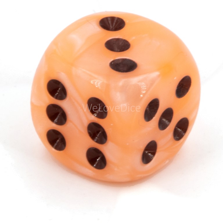 16mm W6 Würfel in neon lachs / schwarz