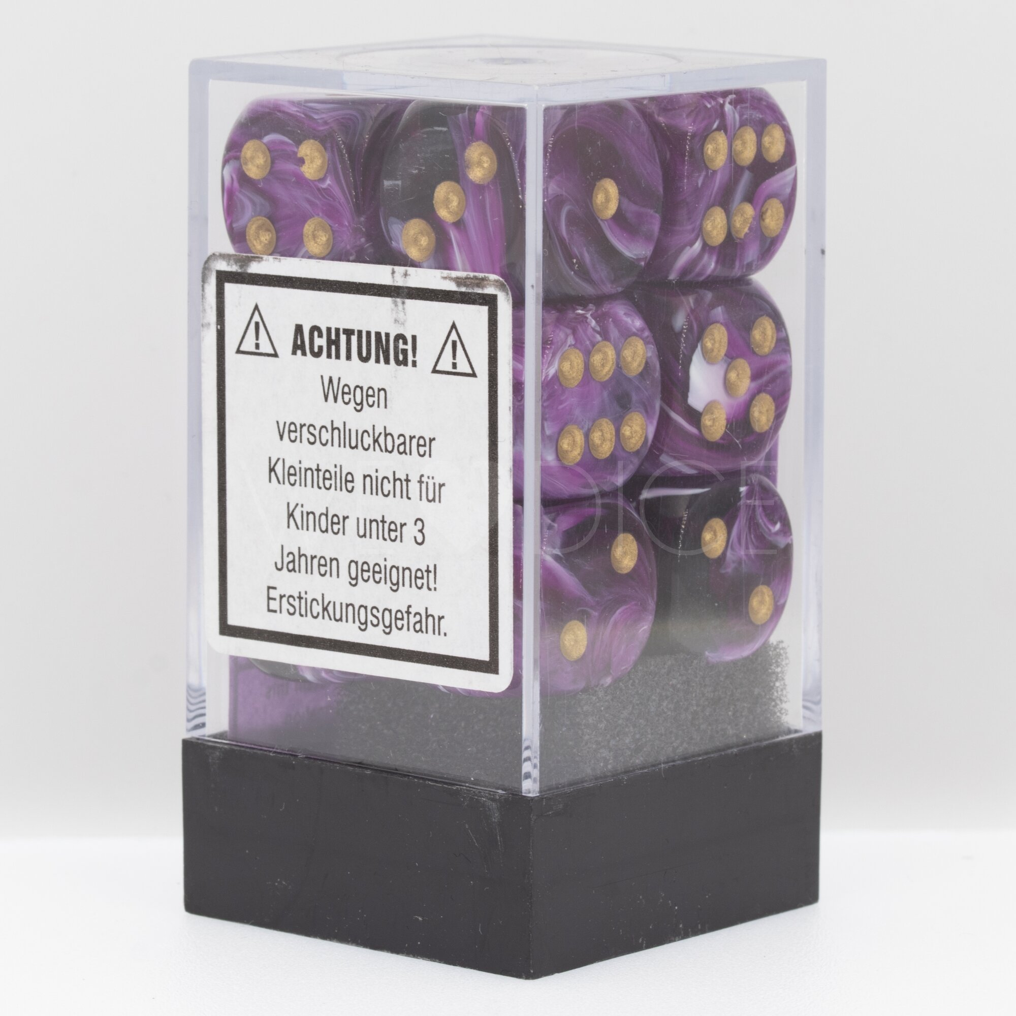 Vortex® Purple / gold  16mm D6 Dice Set (12 dice)