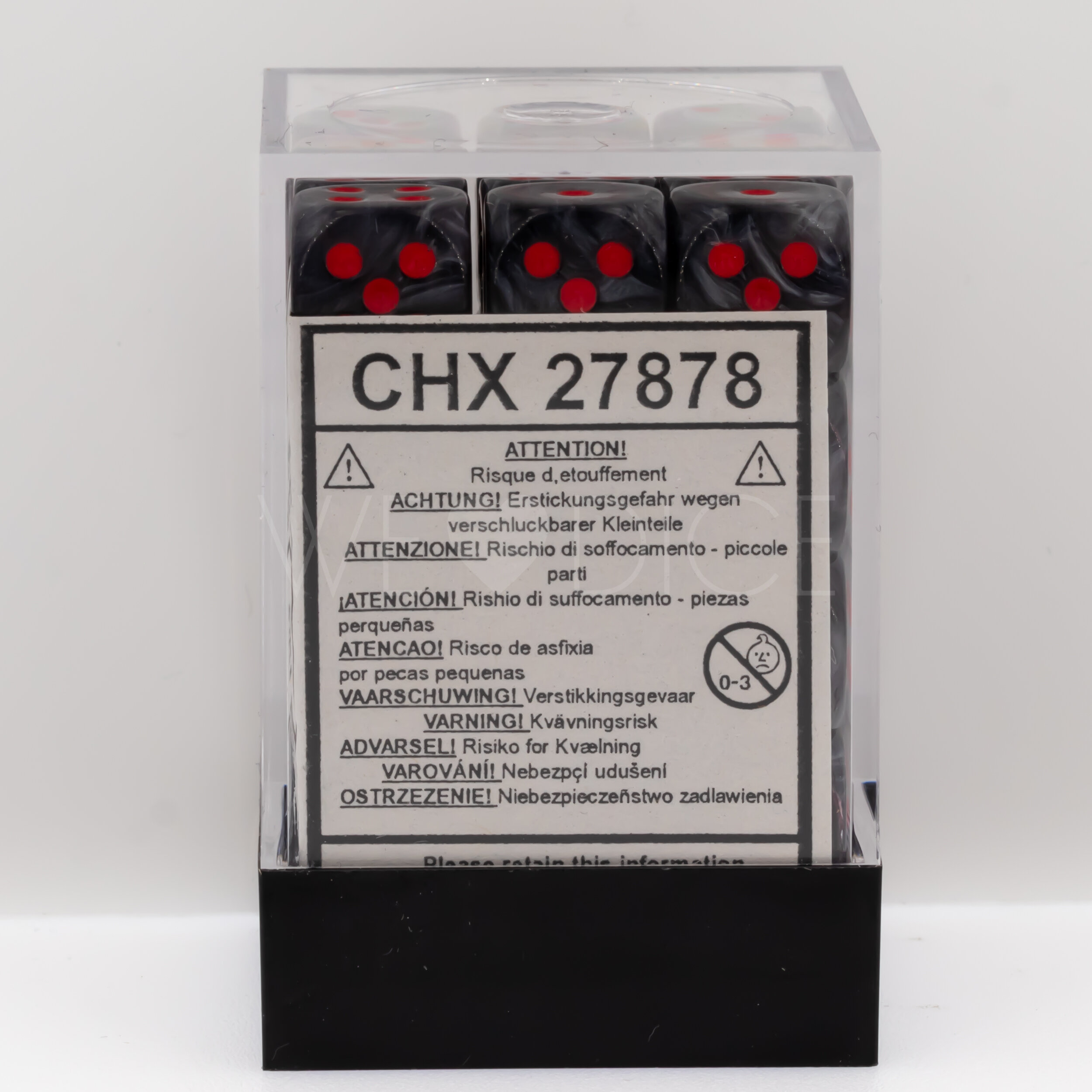 Velvet® Schwarz / rot 12mm W6 Würfel Set (36 Würfel)