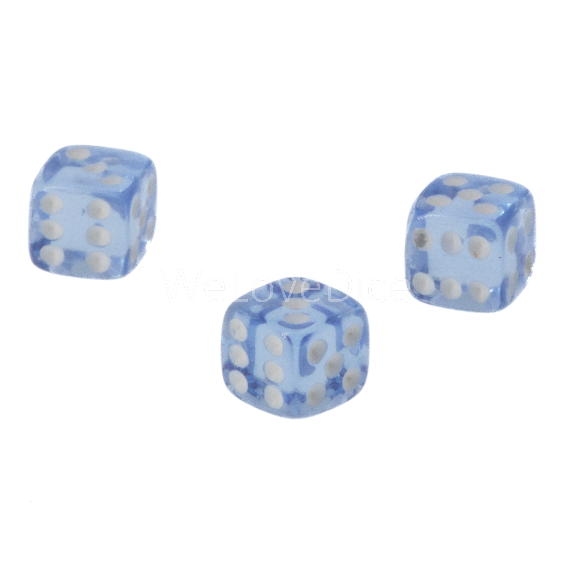 5mm  D6 Dice in cloud blue / white Translucent