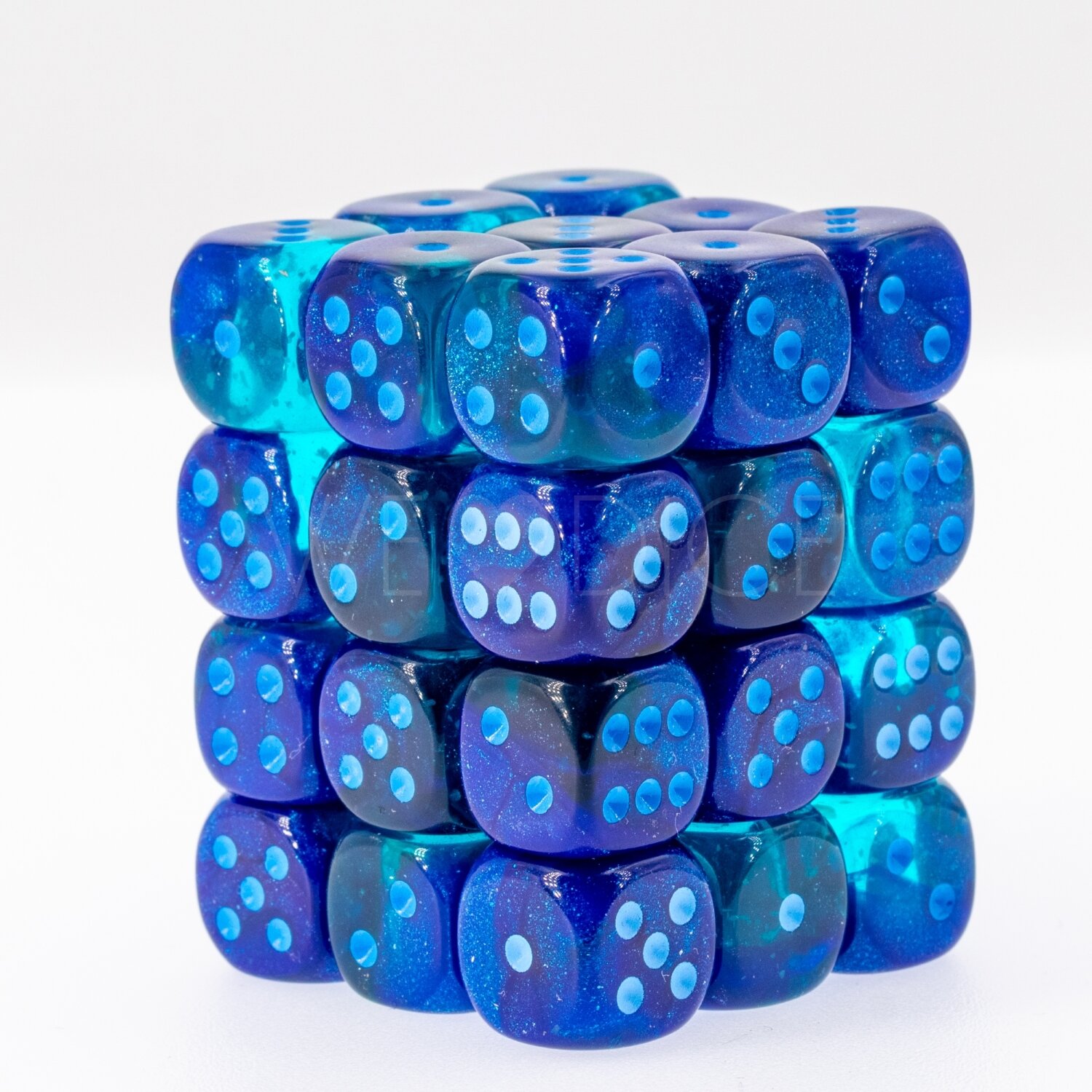 Gemini® Blau-Blau / hellblau 12mm W6 Würfel Set (36 Würfel)
