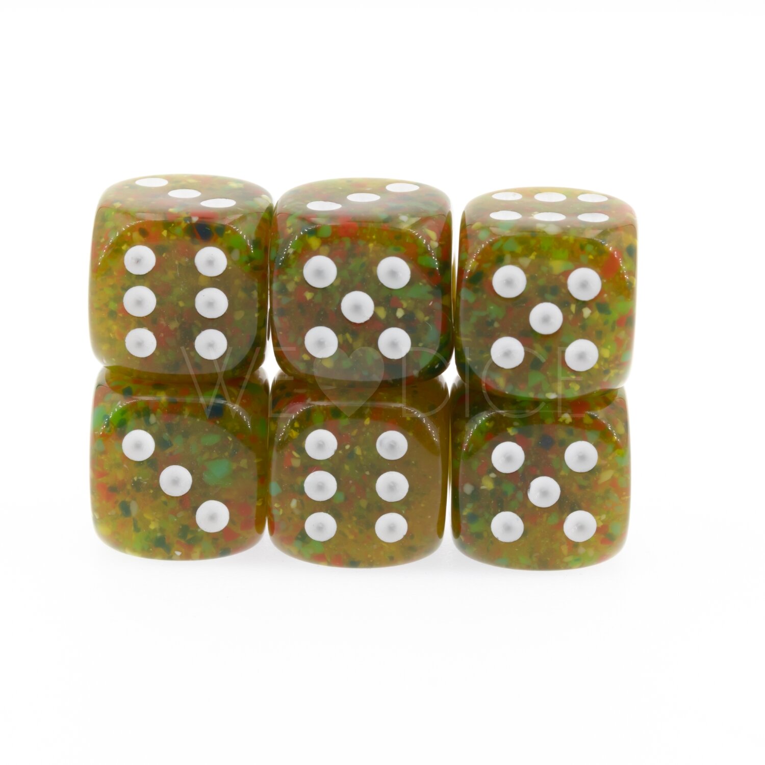 16mm W6 Würfel in Olive grün / weiss