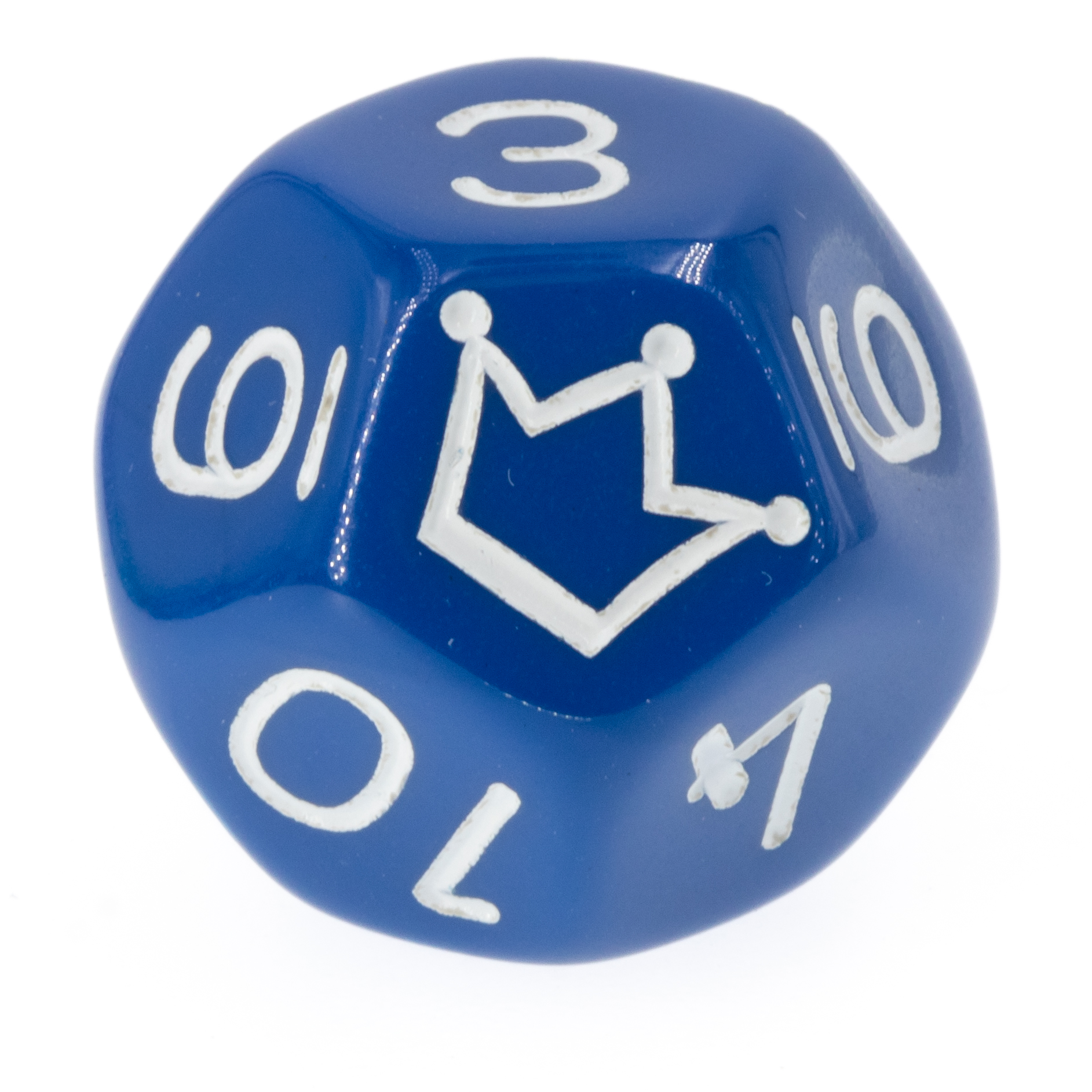 W12 Würfel 1-10 & Stern dunkelblau / weiß Satt