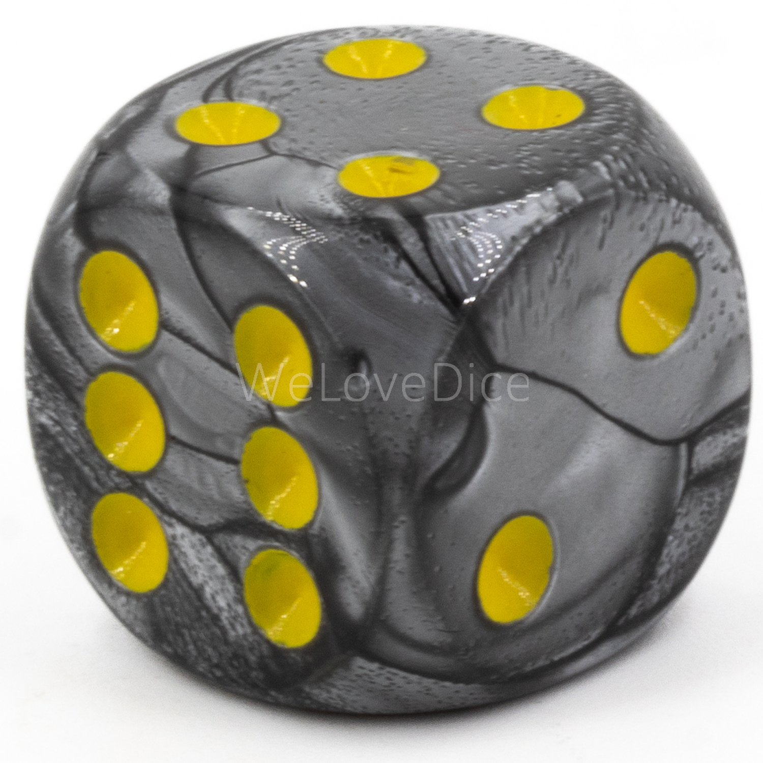 16mm  D6 Dice in dark silver / yellow