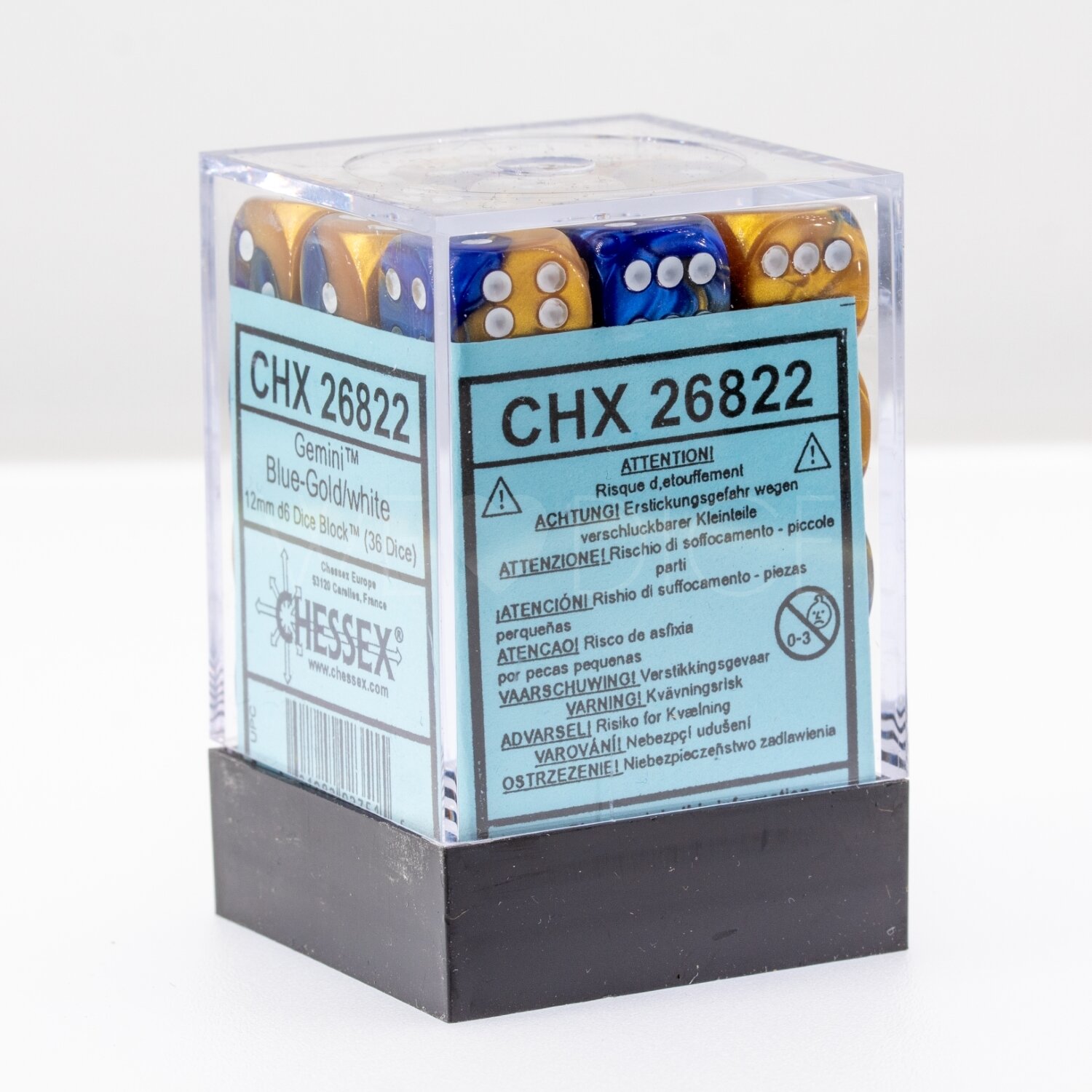 Gemini® Blau-Gold / weiß 12mm W6 Würfel Set (36 Würfel)