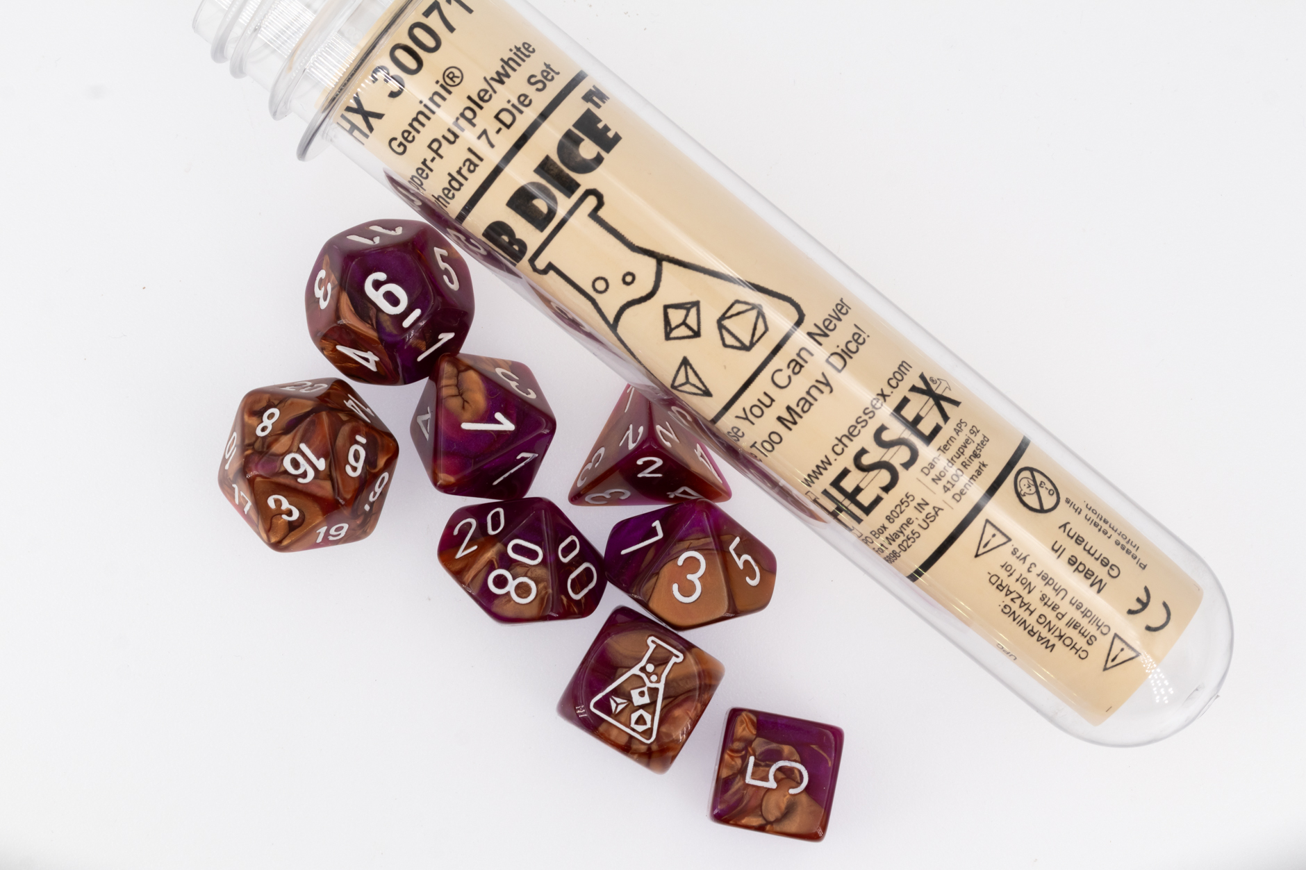 LabDice Gemini® Copper-Purple/white  Set 8 Stück