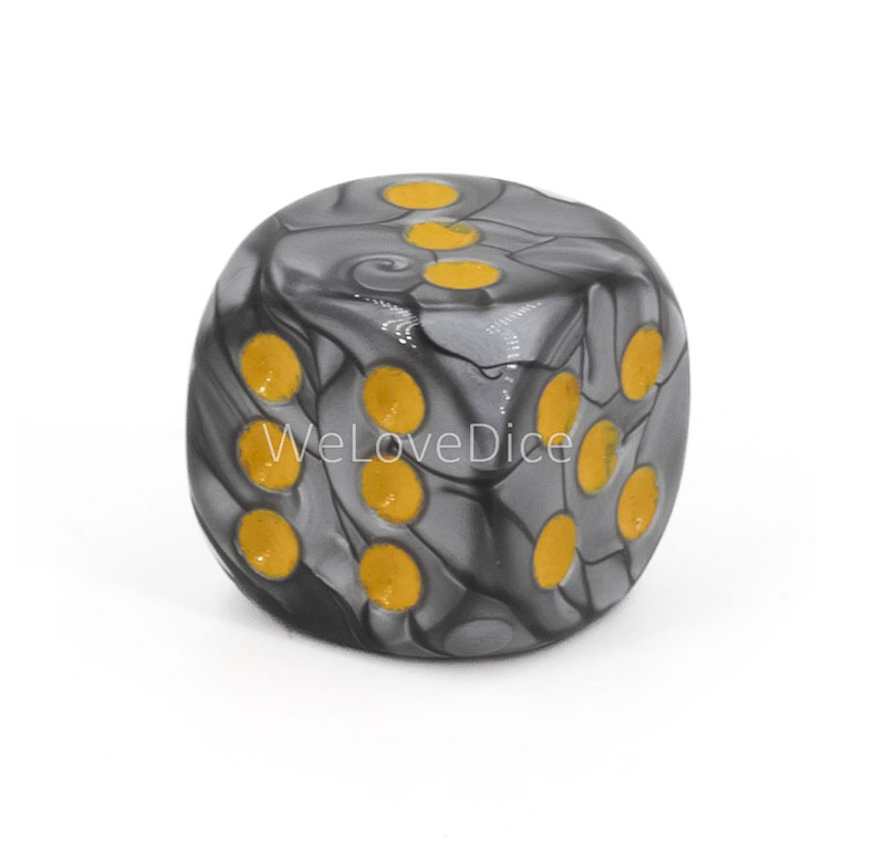 16mm  D6 Dice in dark silver / orange