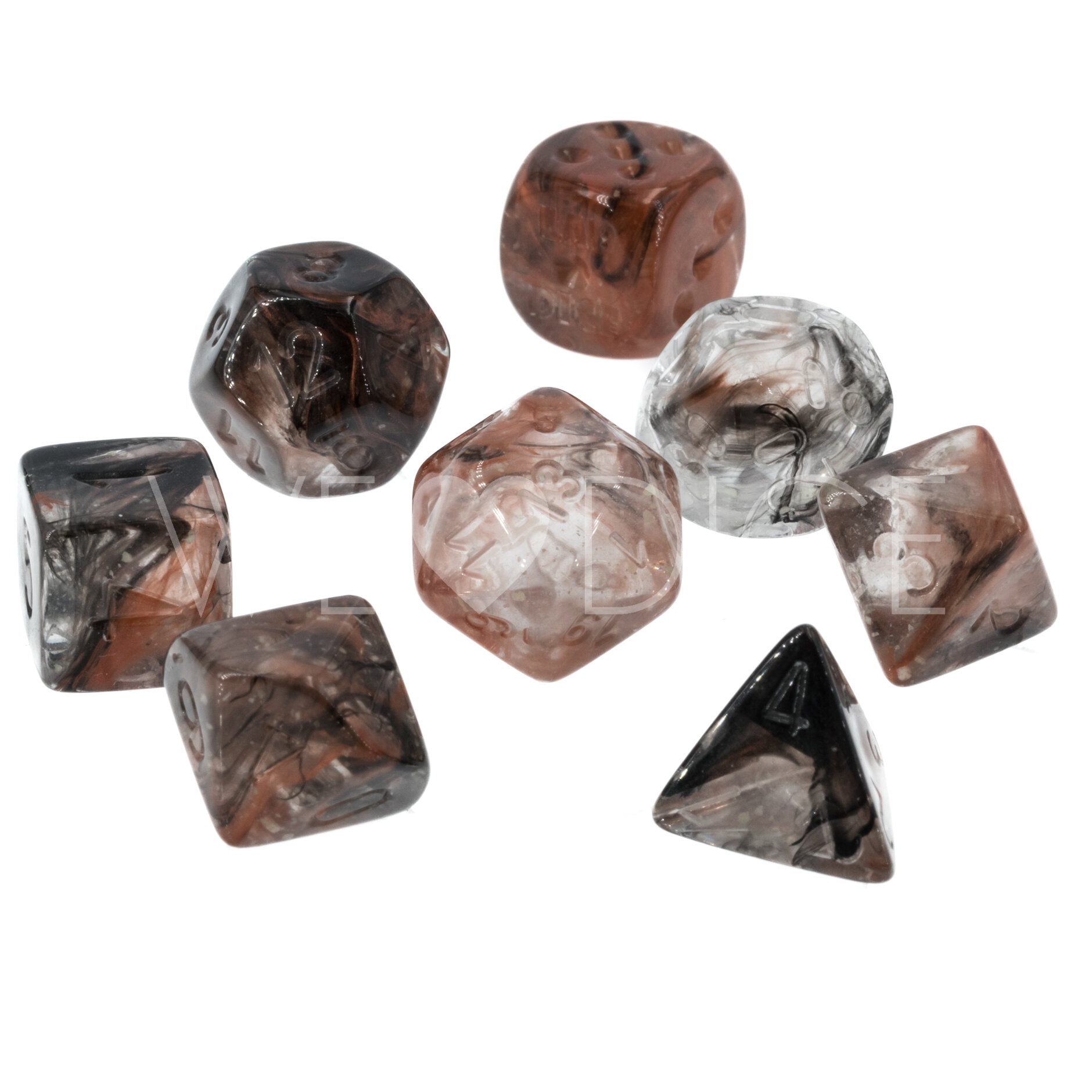 LabDice Nebula®, Luminary™ Copper Matrix Unpainted  Set 8 Stück